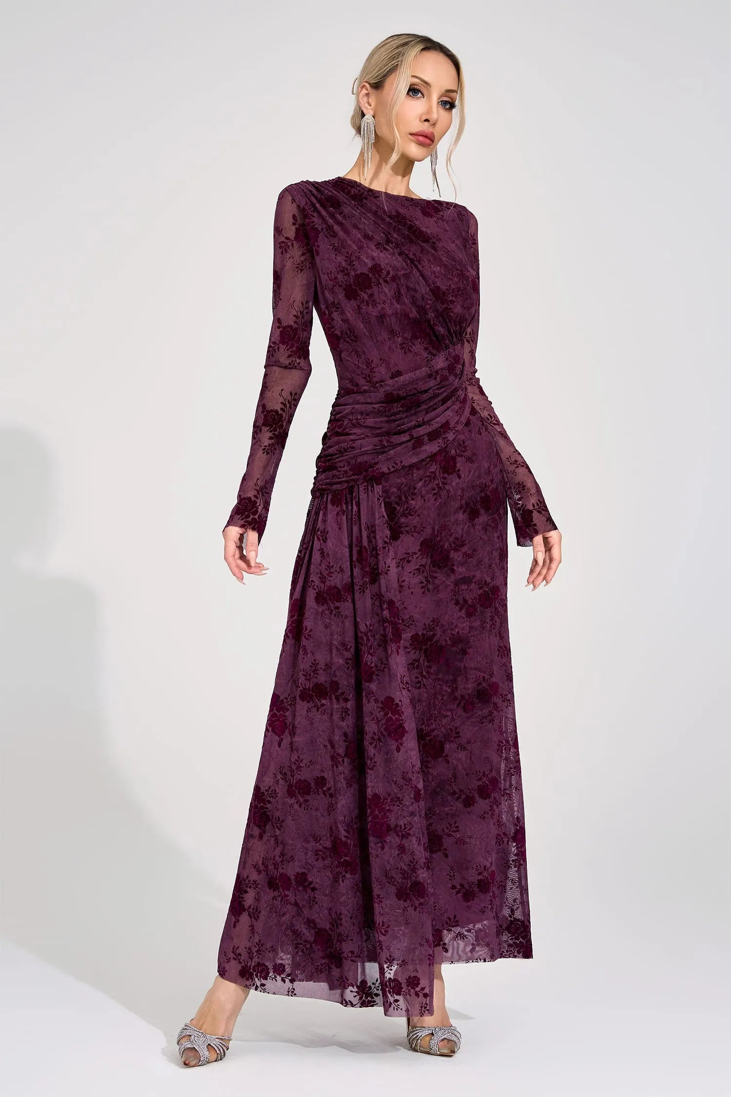 Henrietta Purple Printed Maxi Dress