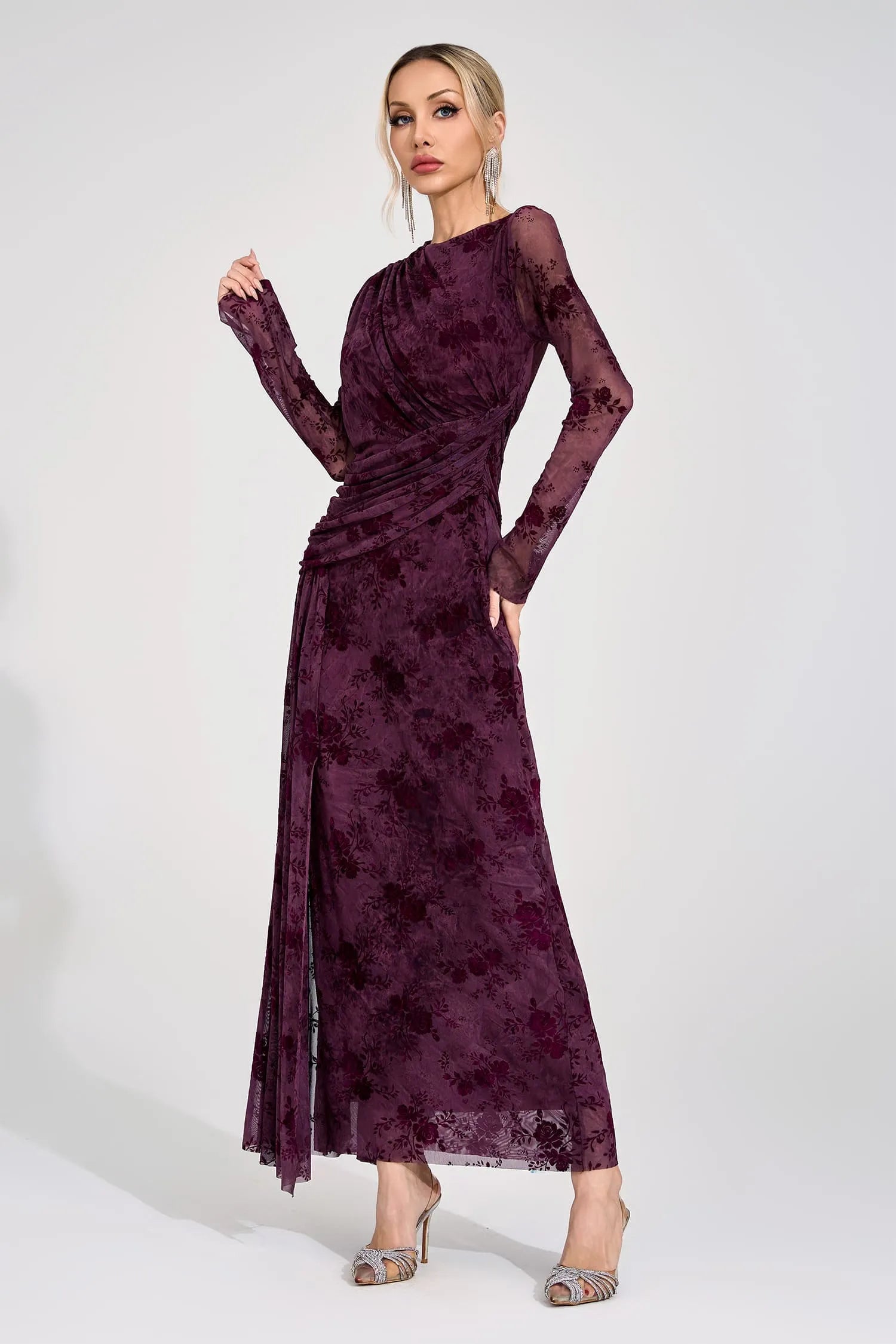 Henrietta Purple Printed Maxi Dress