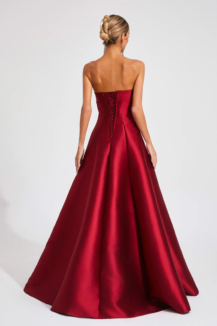 Agnes Red Bow Off Shoulder Maxi Dress