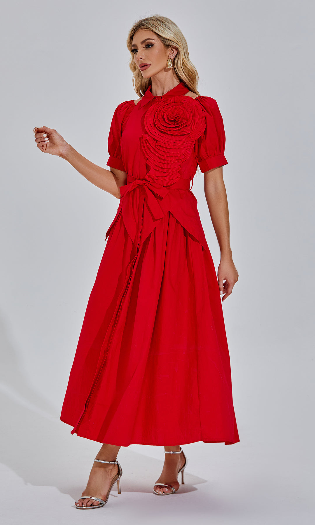 Rui red floral maxi dress