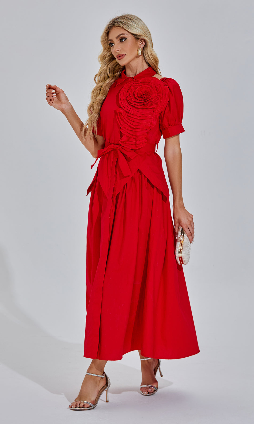 Rui red floral maxi dress