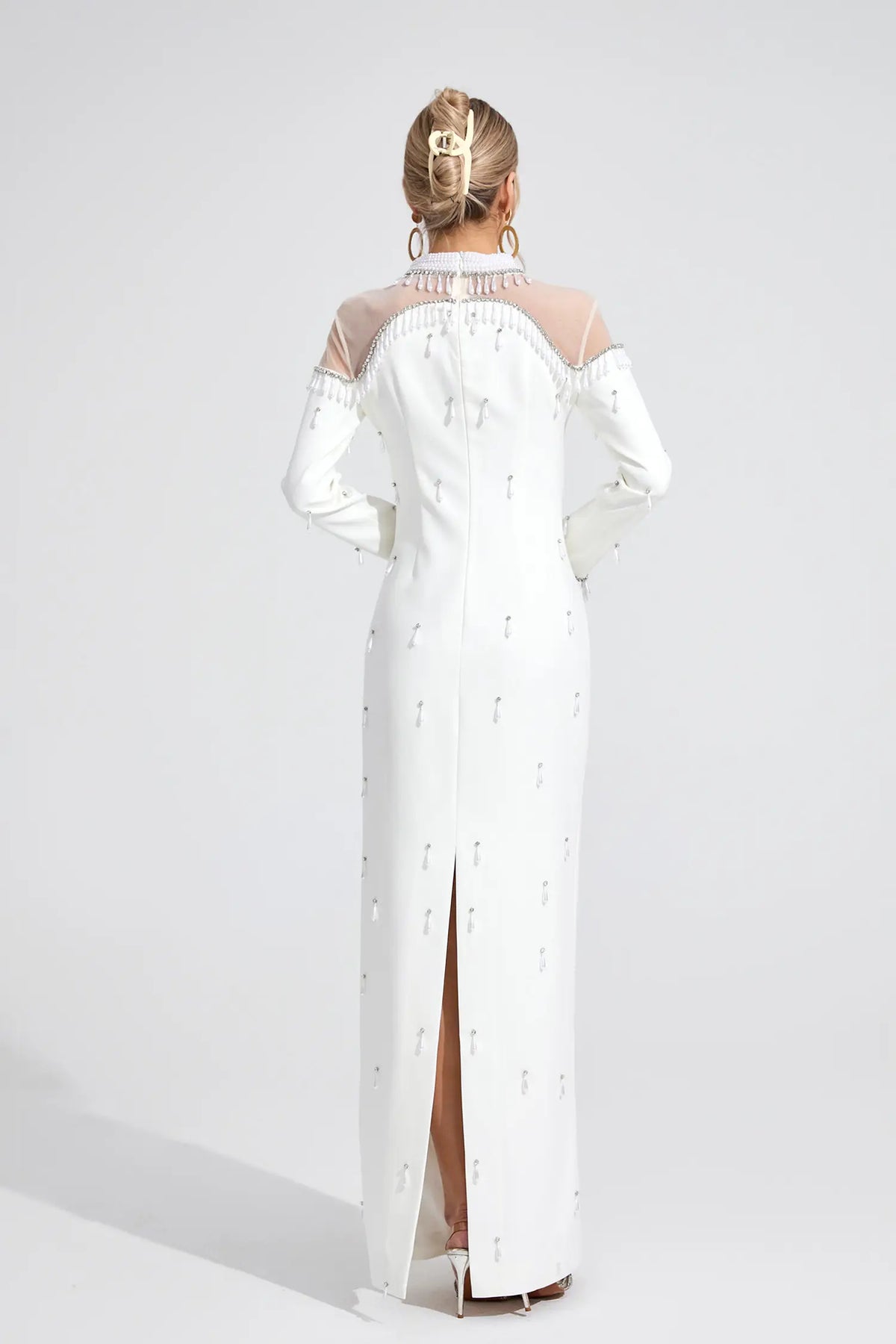 Molly White Pearl Maxi Dress