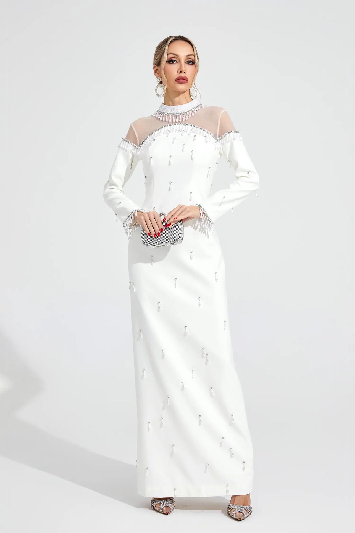 Molly White Pearl Maxi Dress