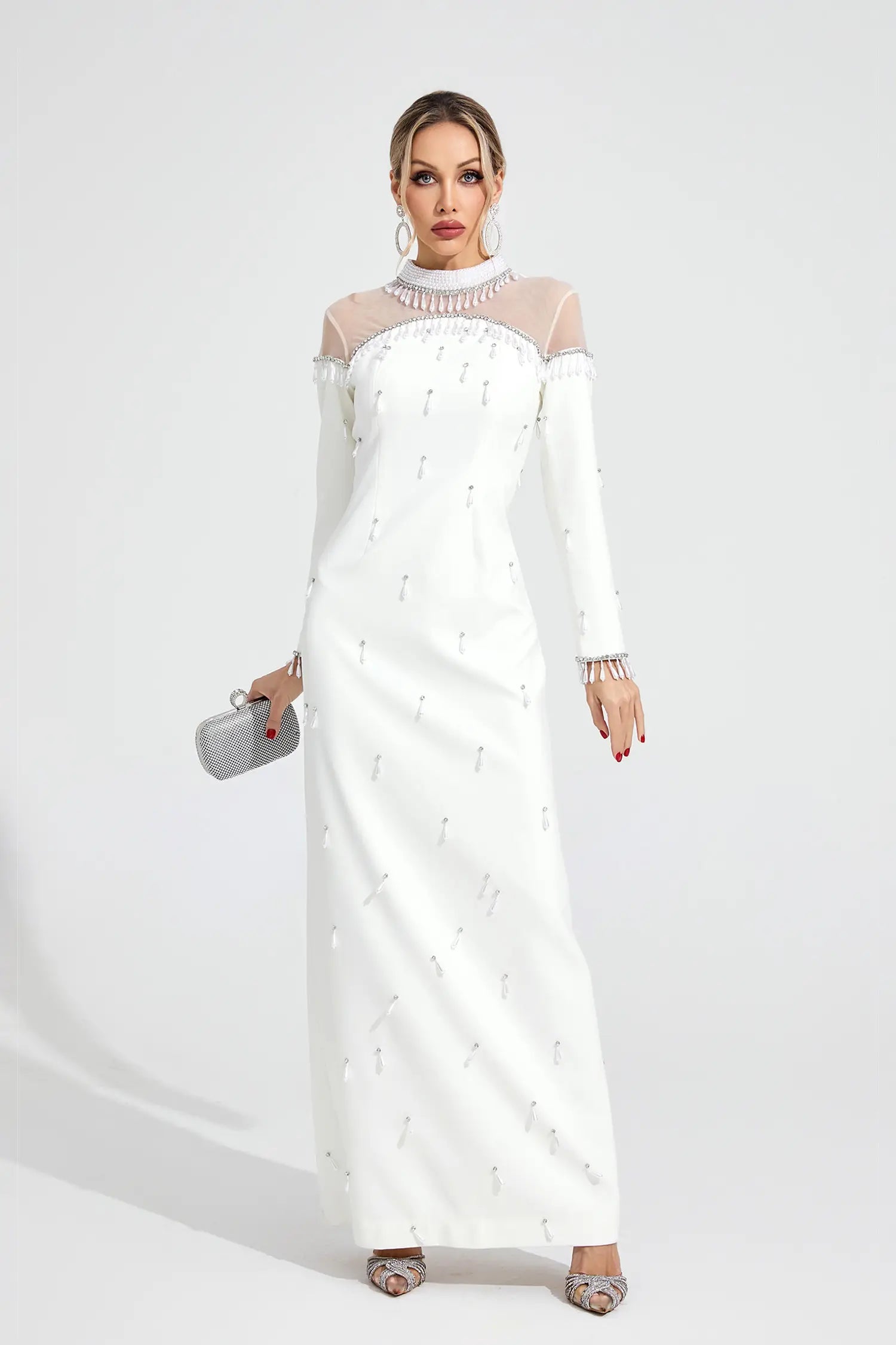 Molly White Pearl Maxi Dress