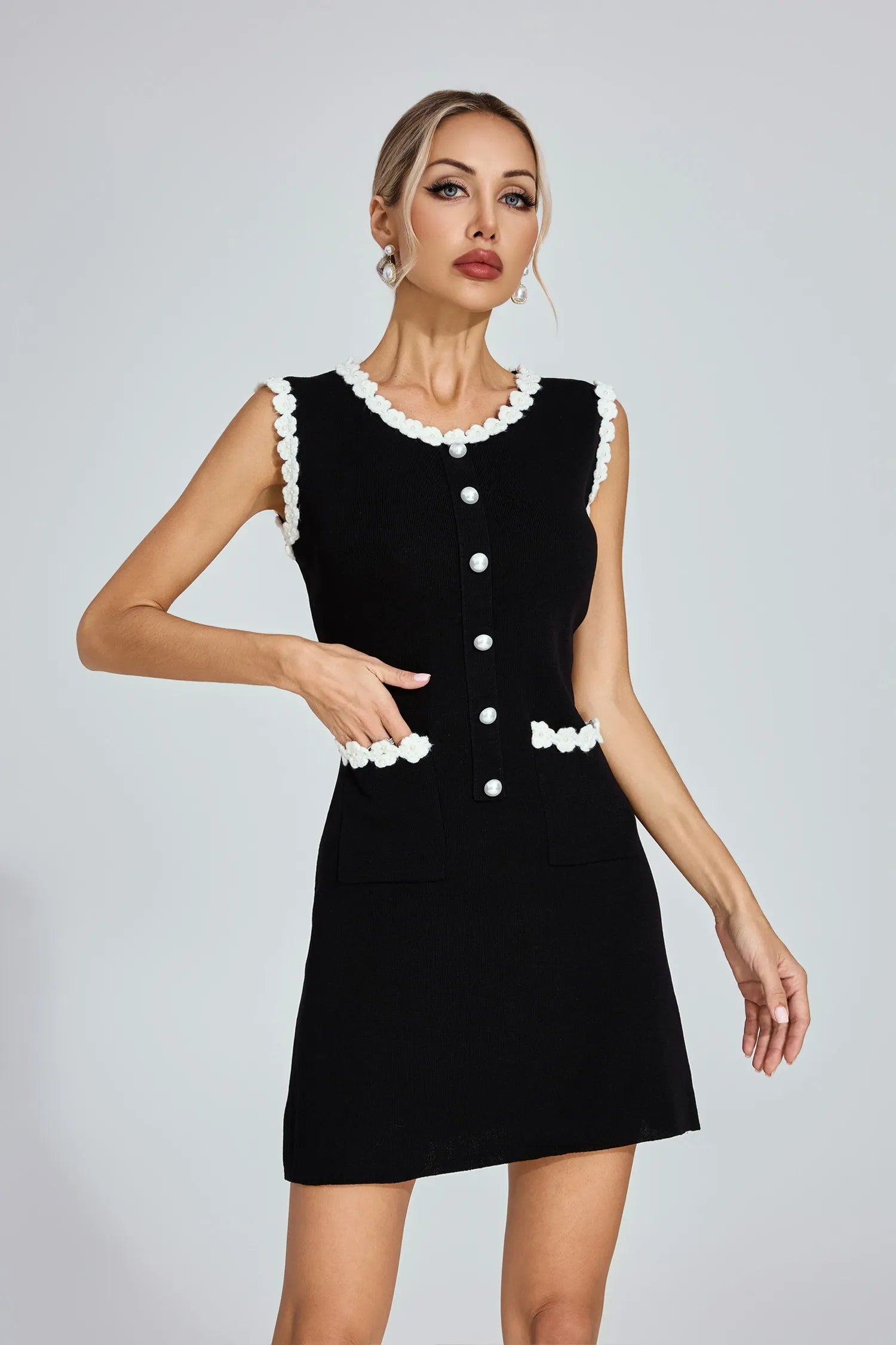 Brittney Black Knit Mini Dress