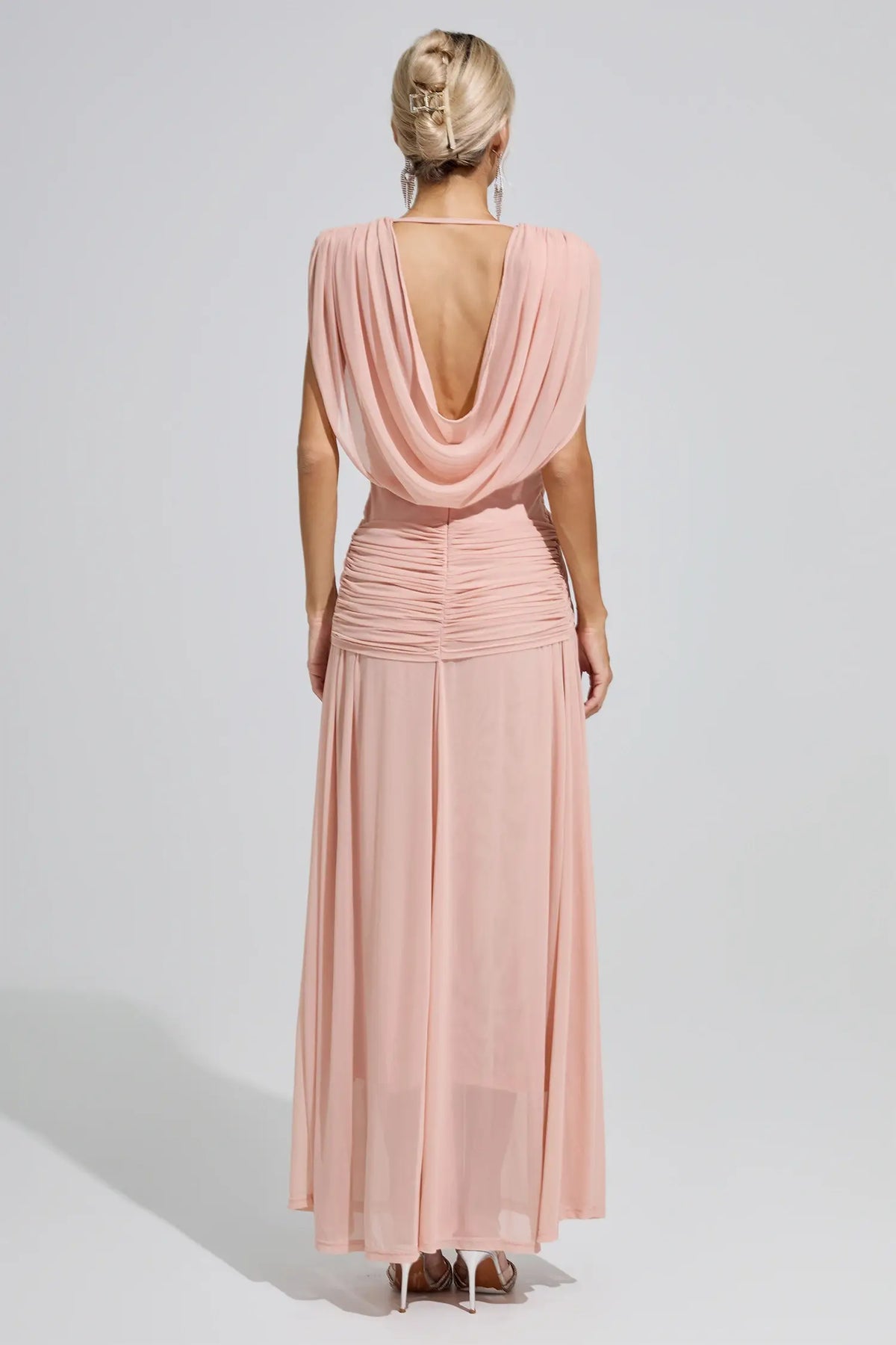Serilda Pink Pleated Knit Maxi Dress