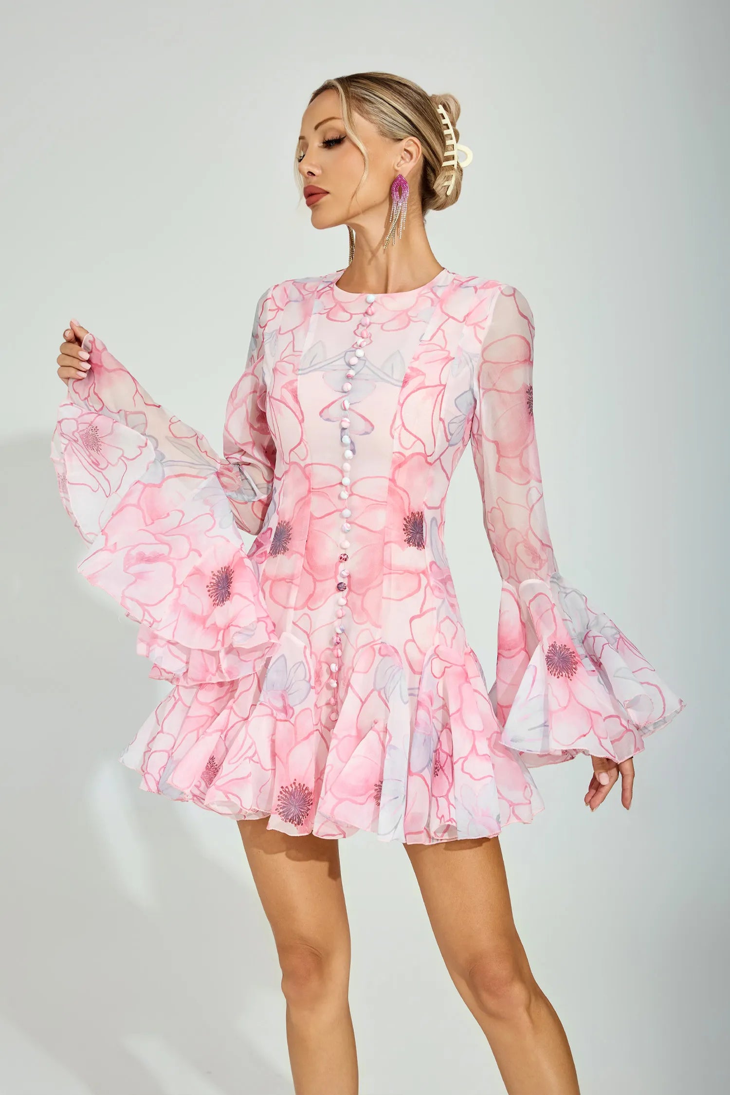 Kylie Floral Organza Mini Dress