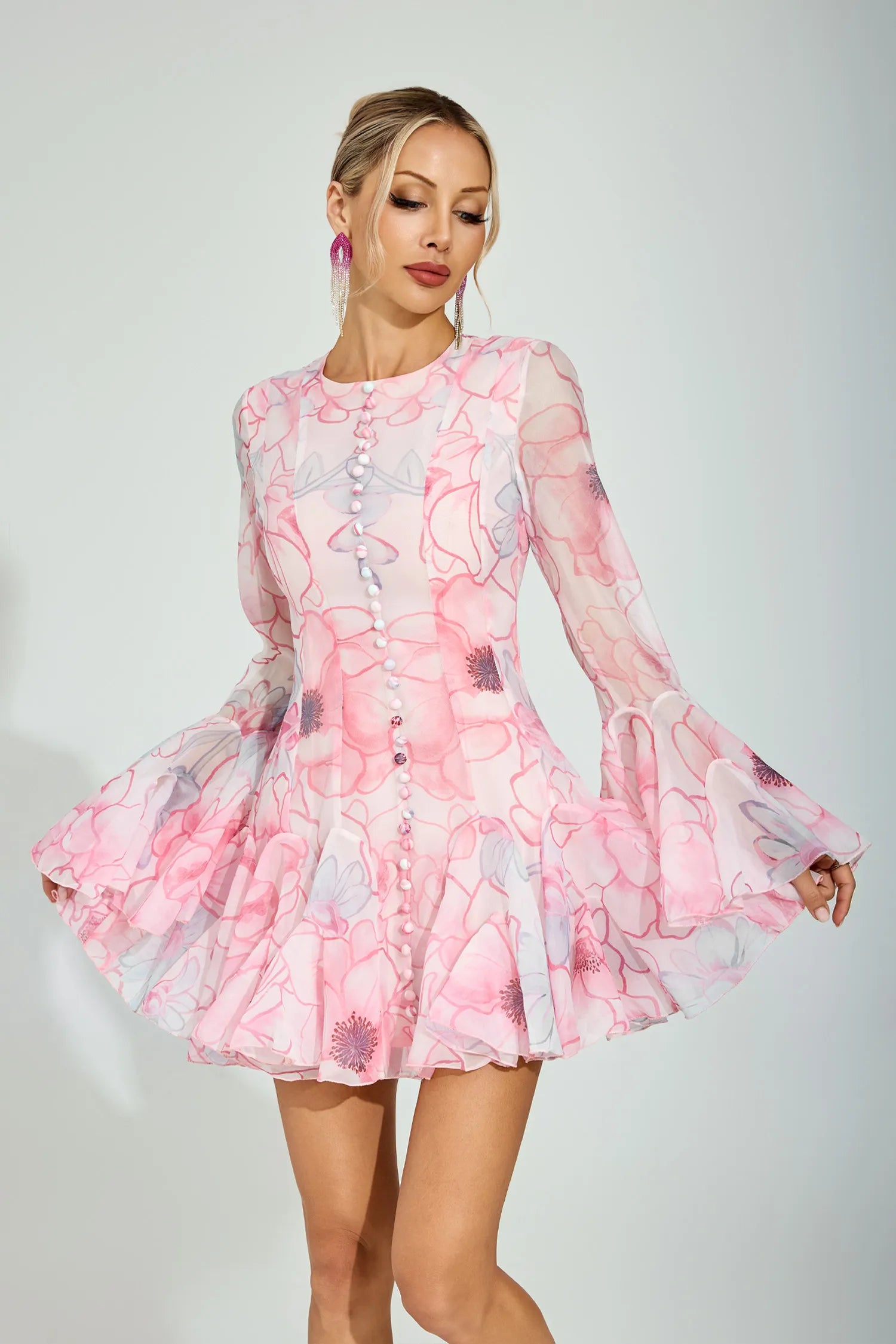 Kylie Floral Organza Mini Dress