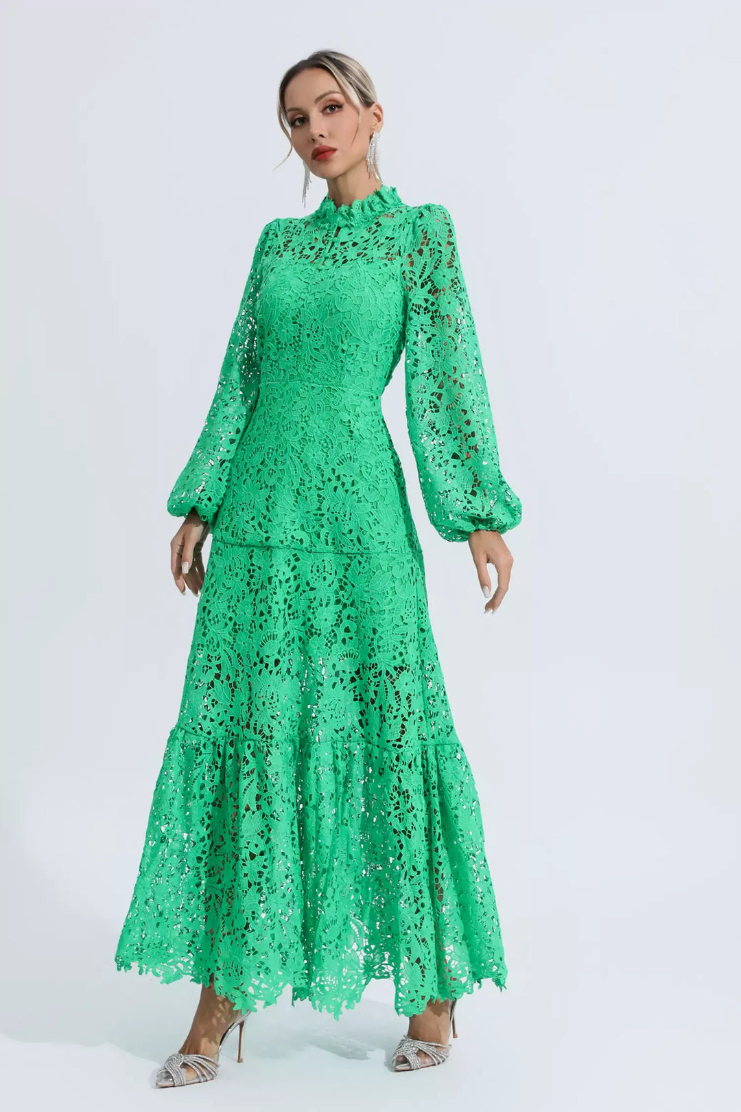 Julieta Green Cut Out Long Sleeve Maxi Dress