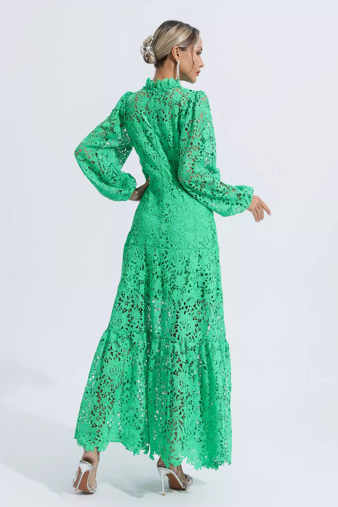 Julieta Green Cut Out Long Sleeve Maxi Dress