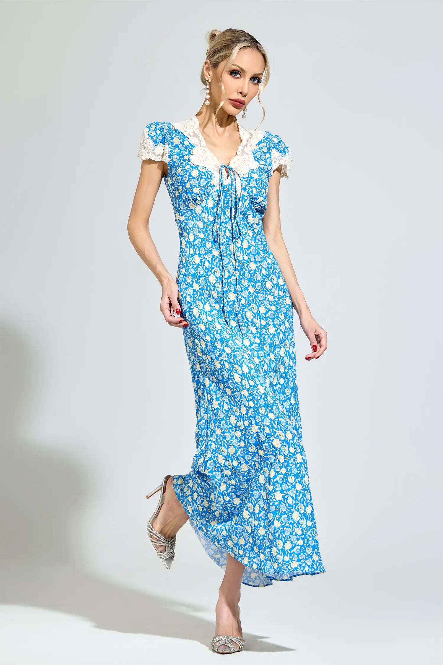 Acacia Blue Floral Print Maxi Dress