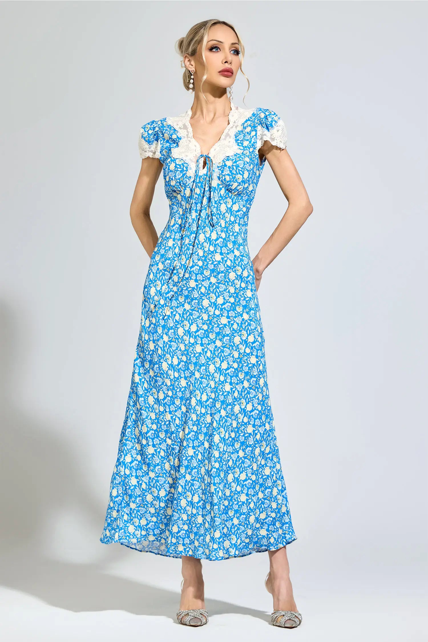 Acacia Blue Floral Print Maxi Dress