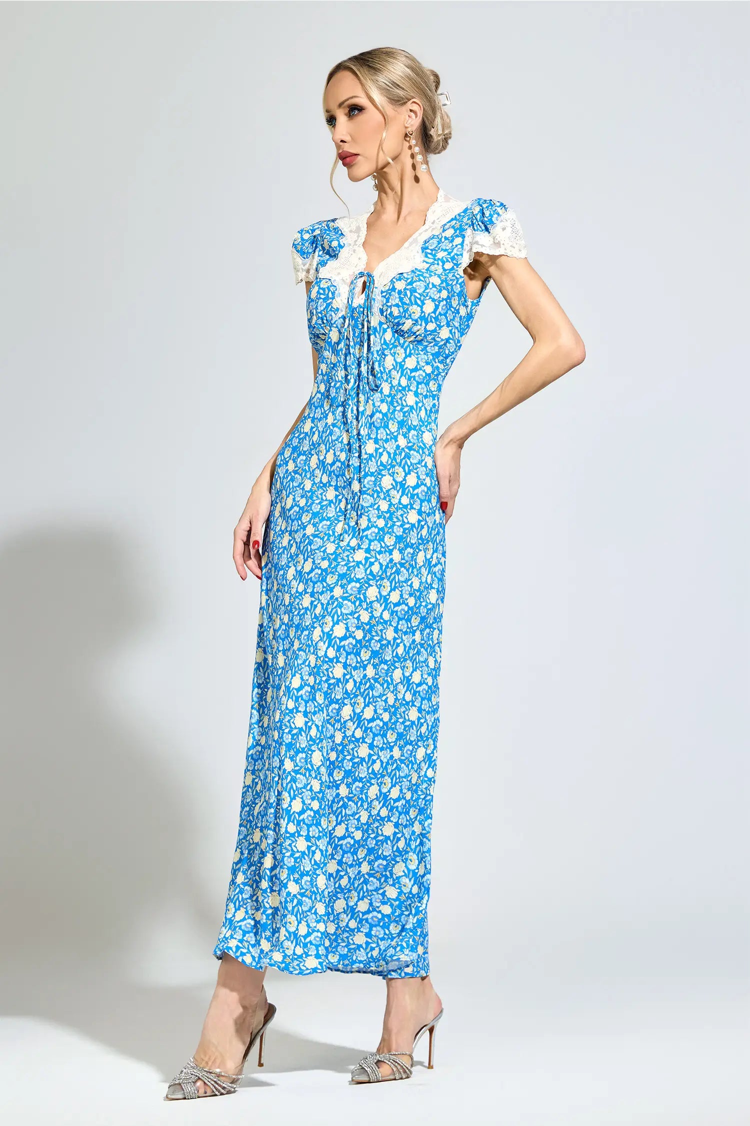 Acacia Blue Floral Print Maxi Dress