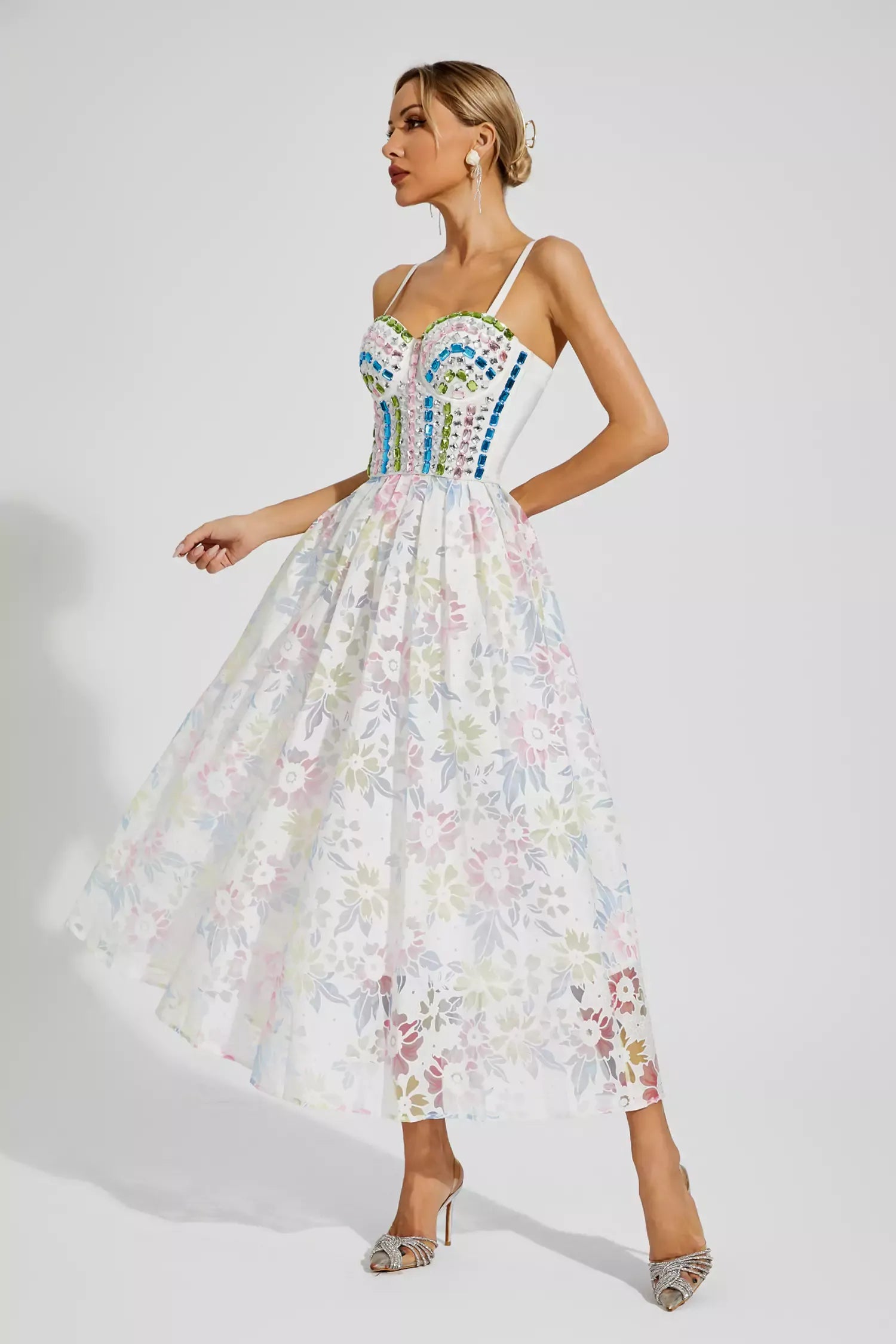 Kairi White Embellished Maxi Slip Dress