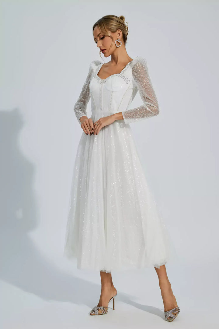 Kamiyah White Mesh Maxi Dress