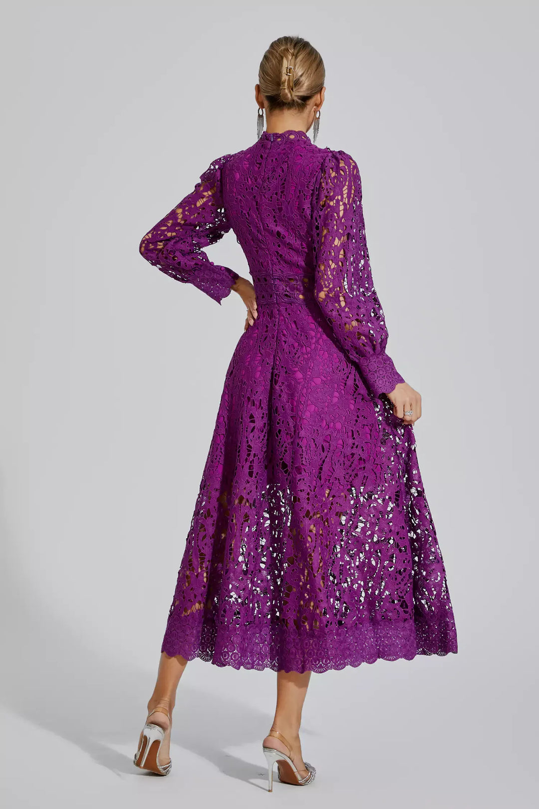 Kenzie Purple Lace Cutout Maxi Dress