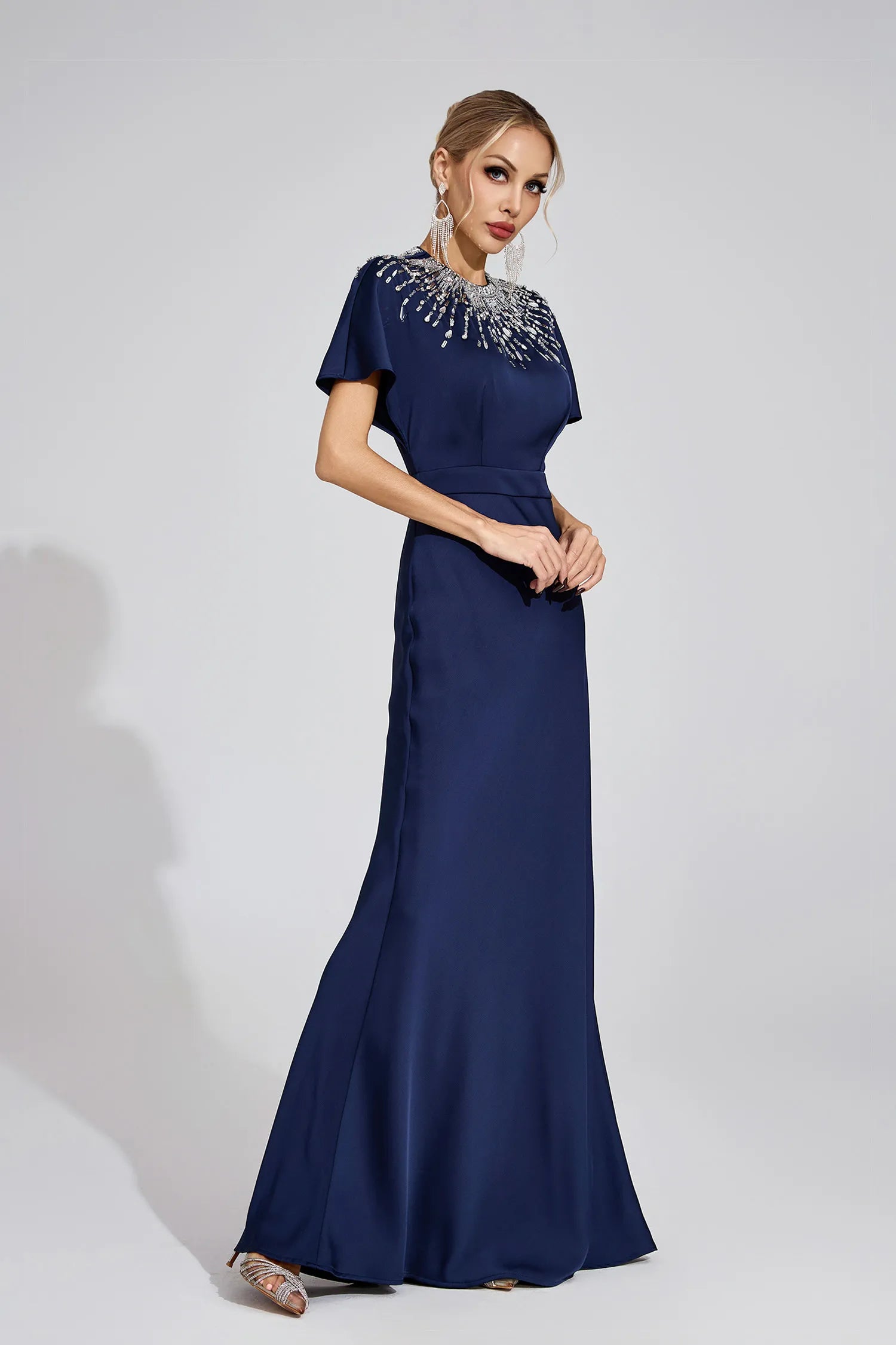 Emmeline Dark Blue Diamond Maxi Dress