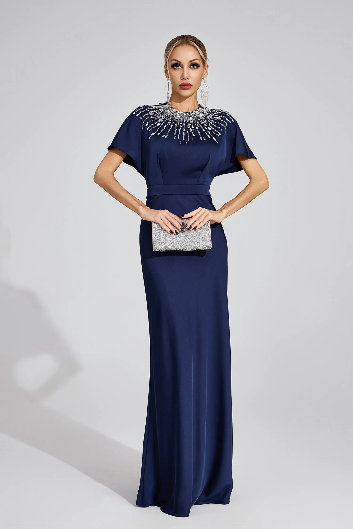 Emmeline Dark Blue Diamond Maxi Dress