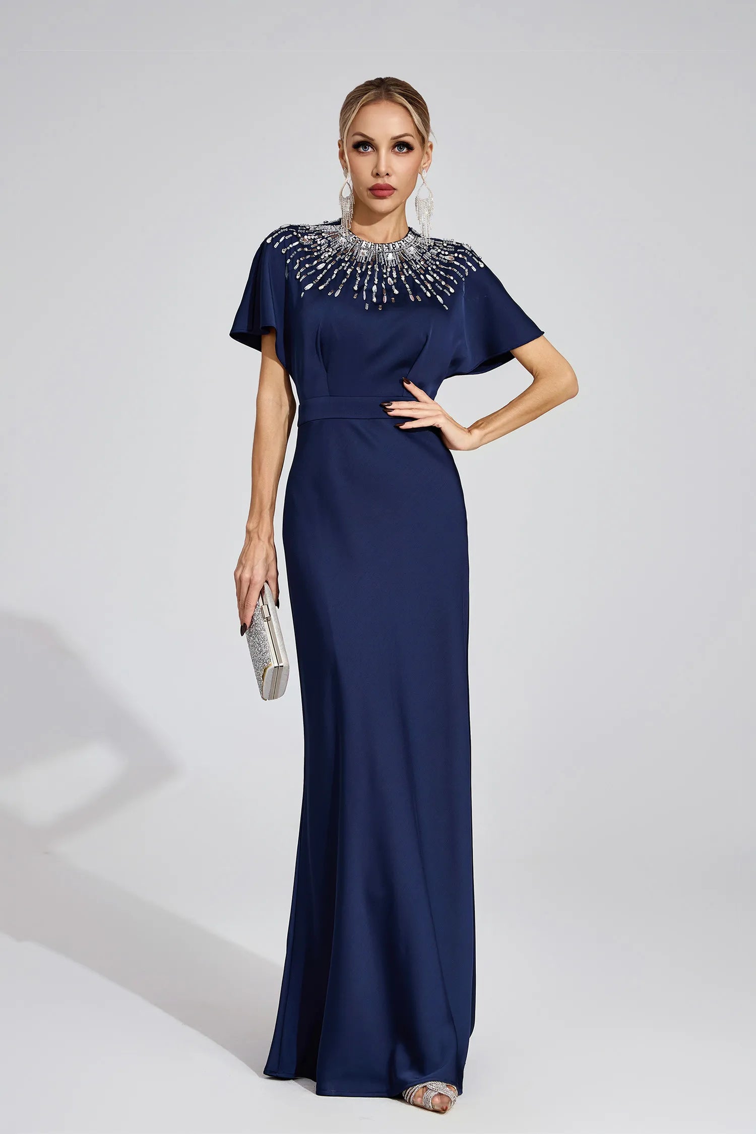 Emmeline Dark Blue Diamond Maxi Dress