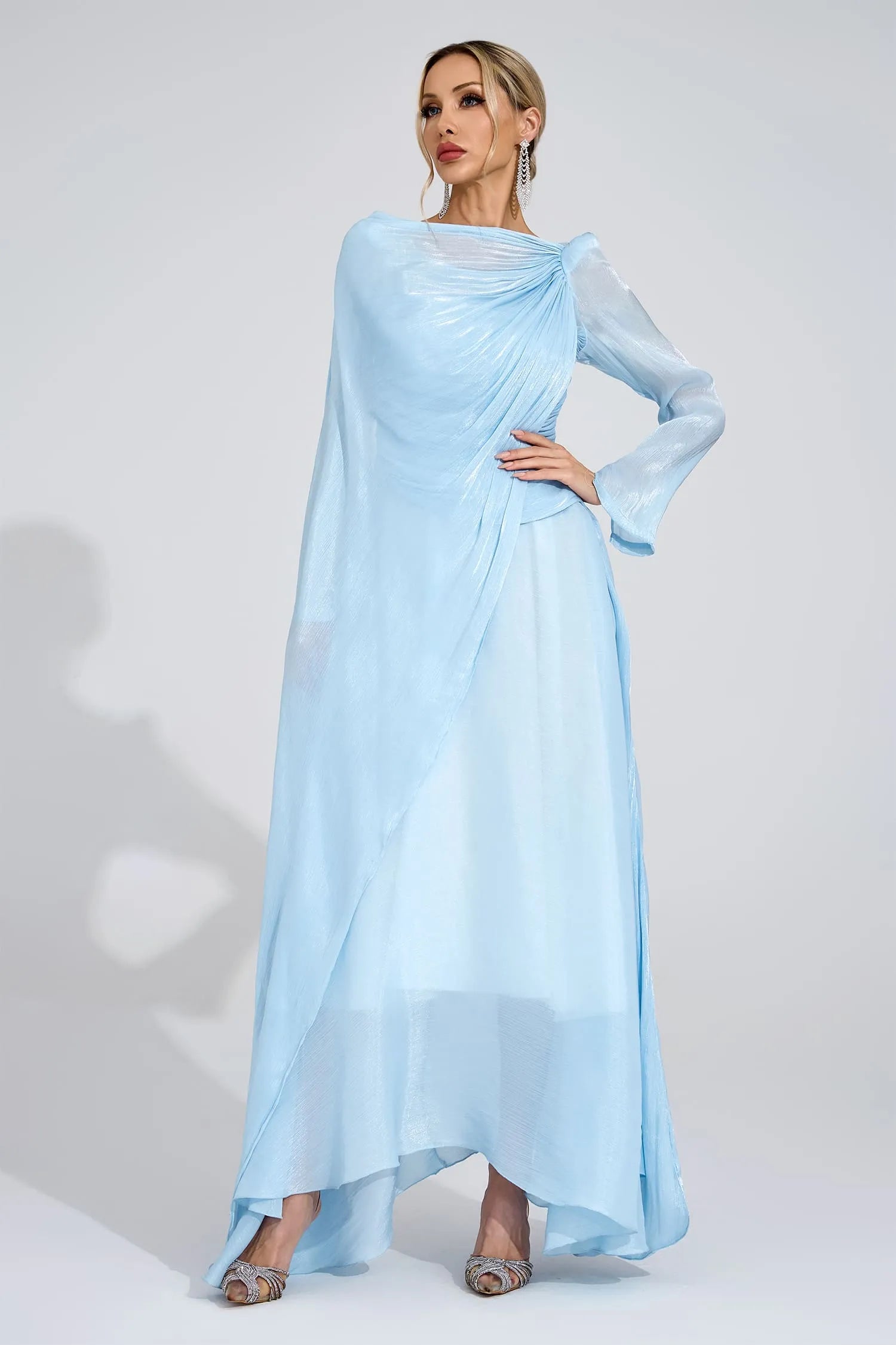 Sablea Cambridge Blue Cape Maxi Dress