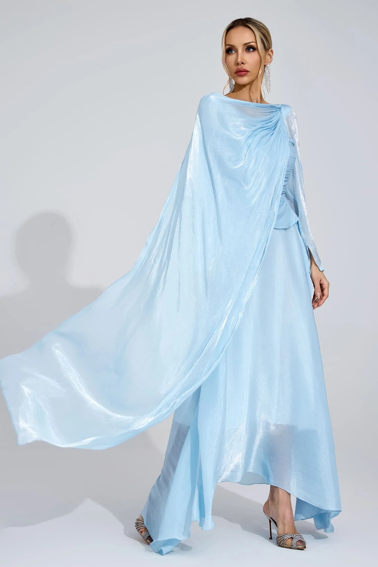Sablea Cambridge Blue Cape Maxi Dress