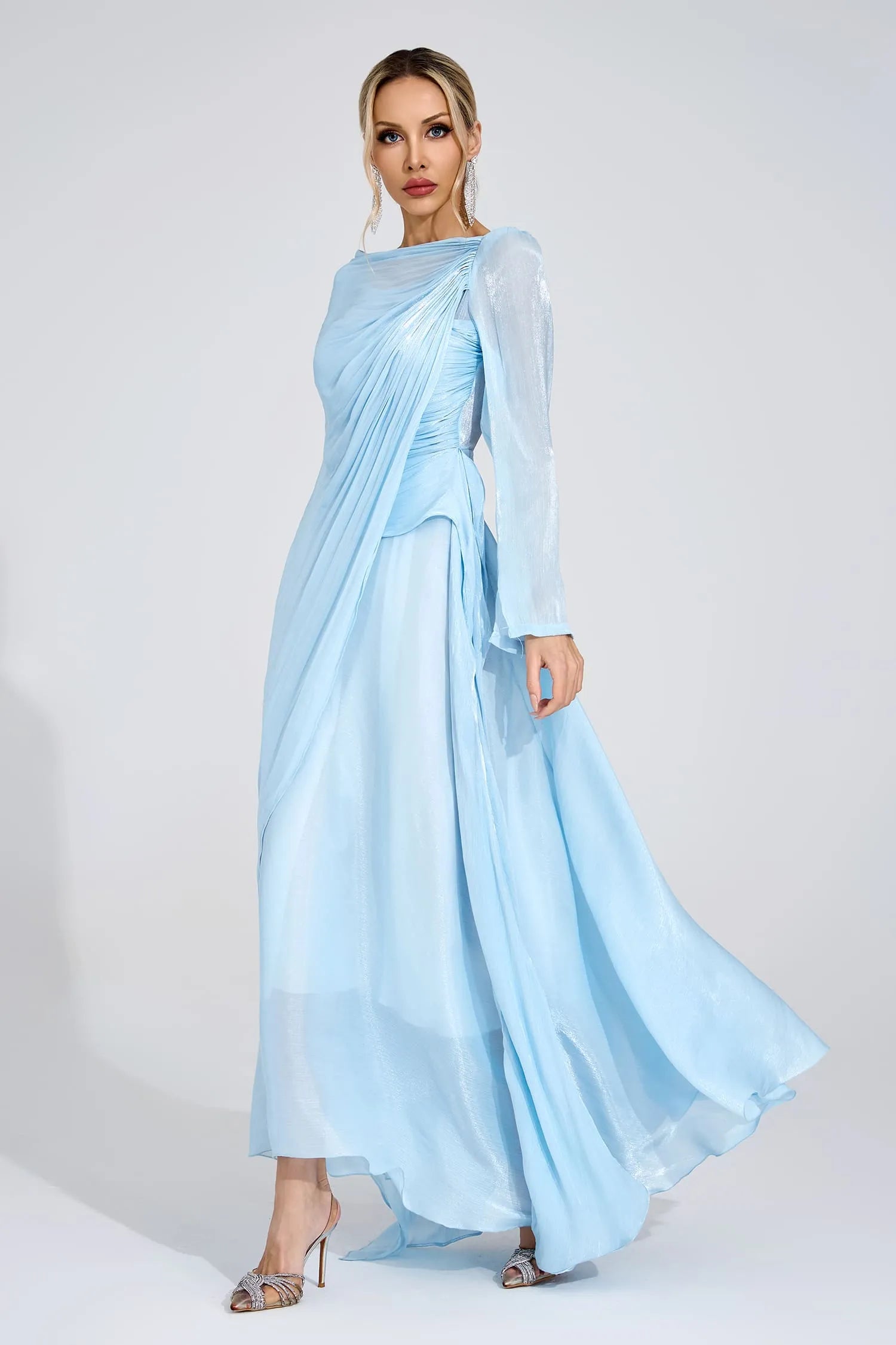 Sablea Cambridge Blue Cape Maxi Dress