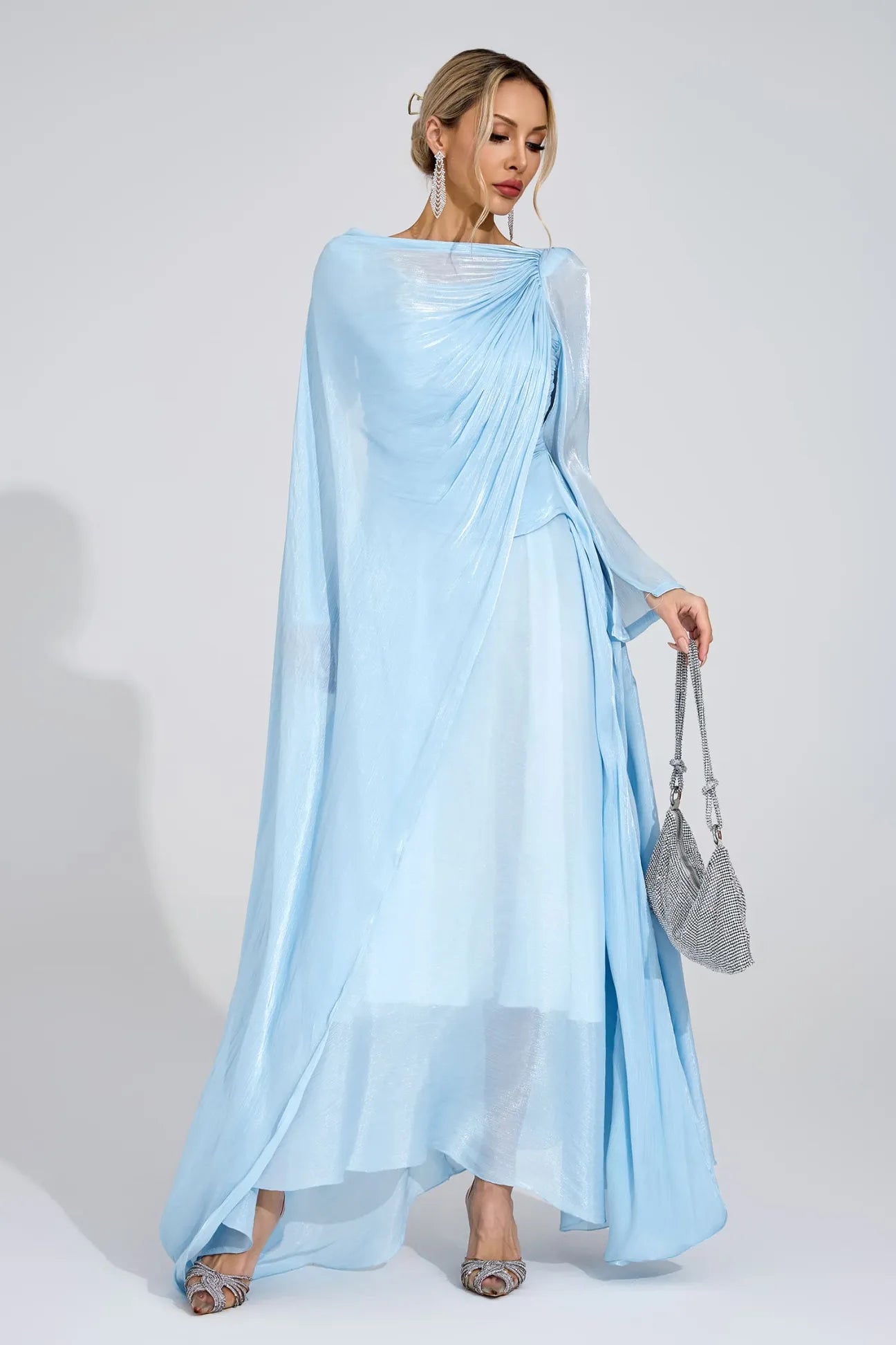 Sablea Cambridge Blue Cape Maxi Dress