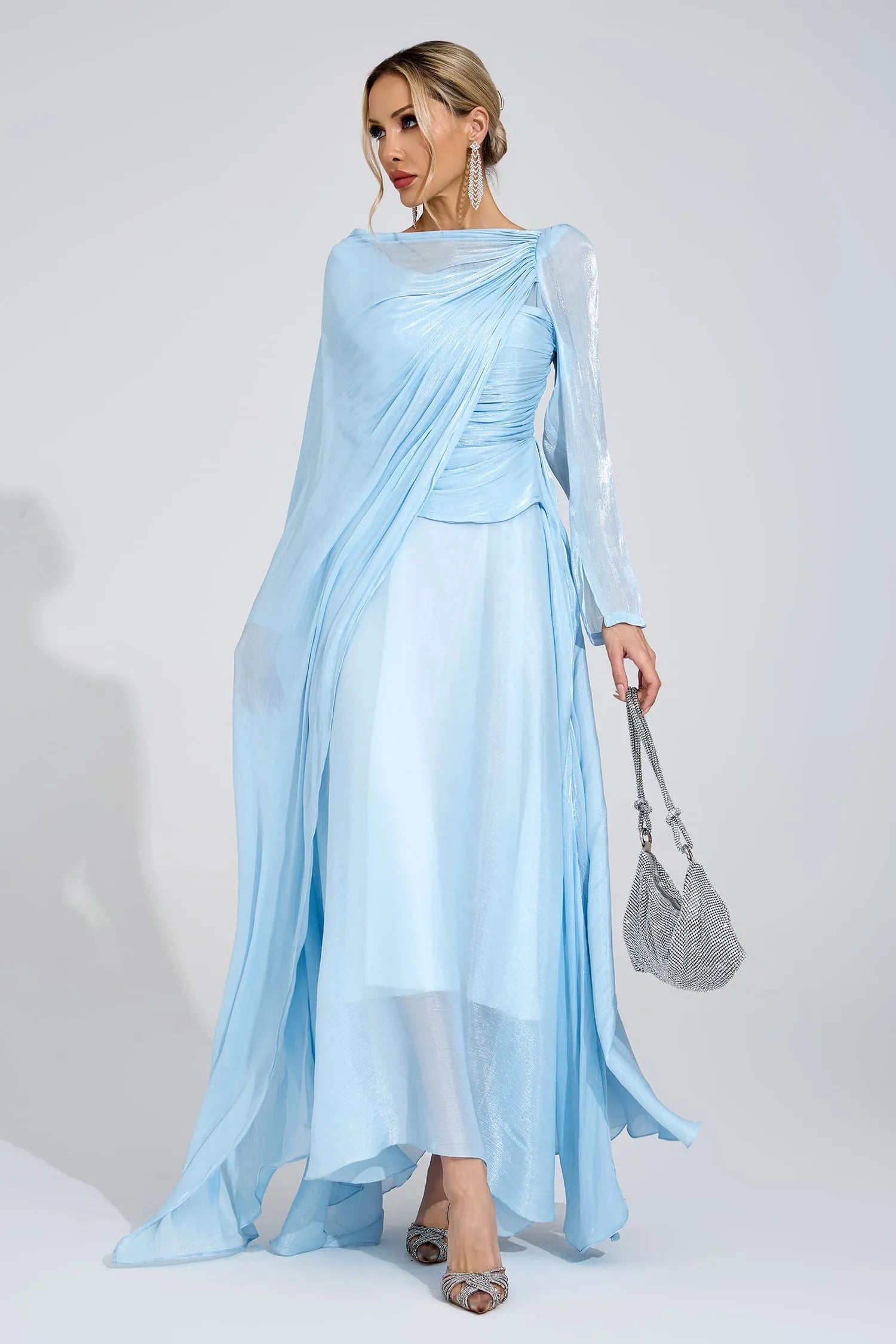 Sablea Cambridge Blue Cape Maxi Dress