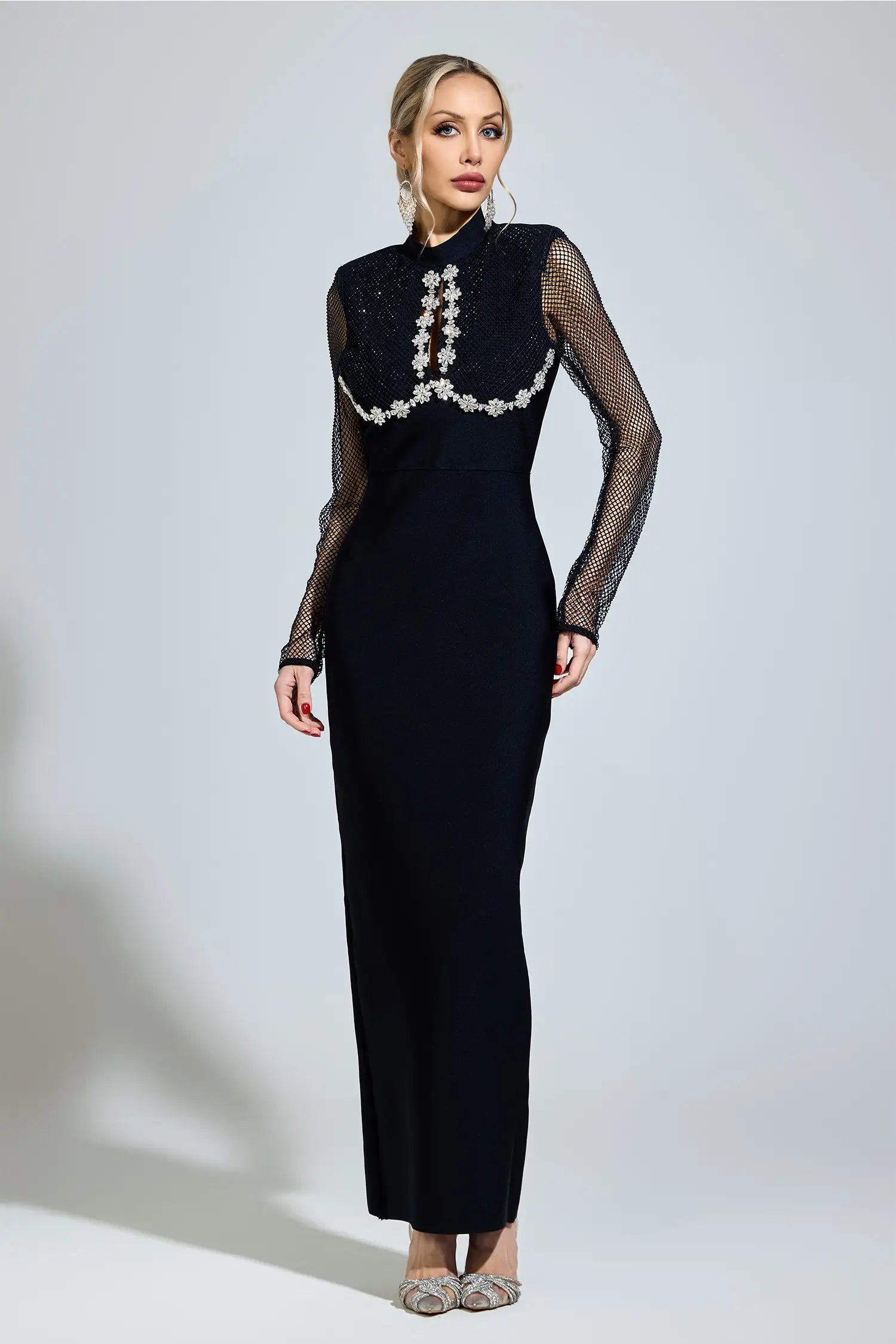 Sabrina Black Diamond Bandage Maxi Dress