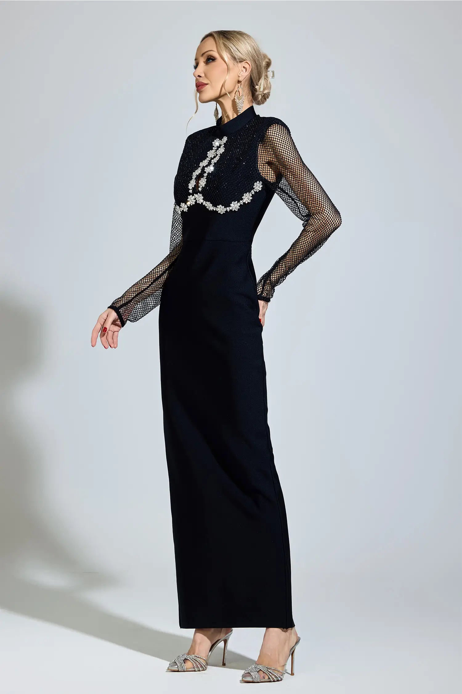 Sabrina Black Diamond Bandage Maxi Dress