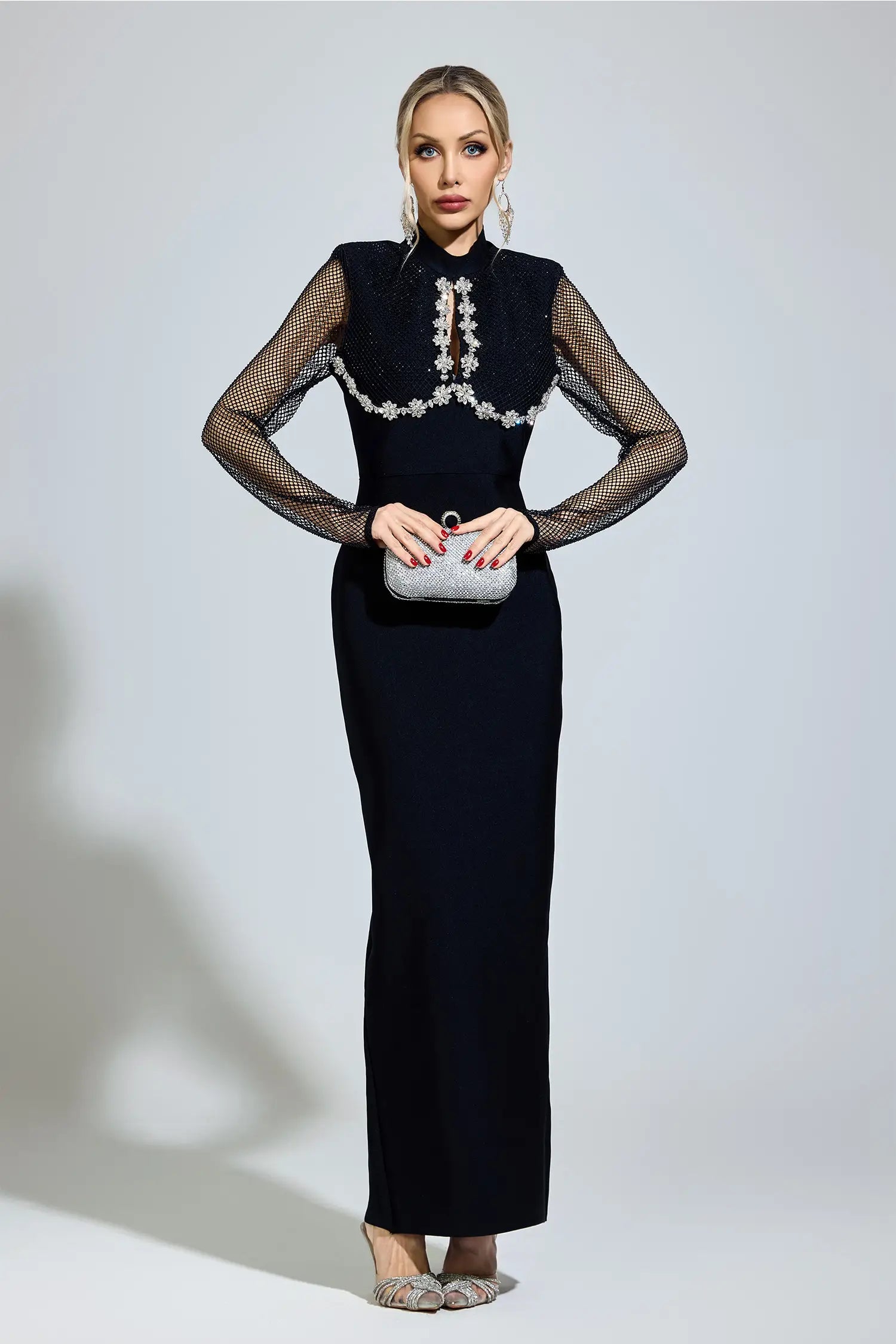 Sabrina Black Diamond Bandage Maxi Dress