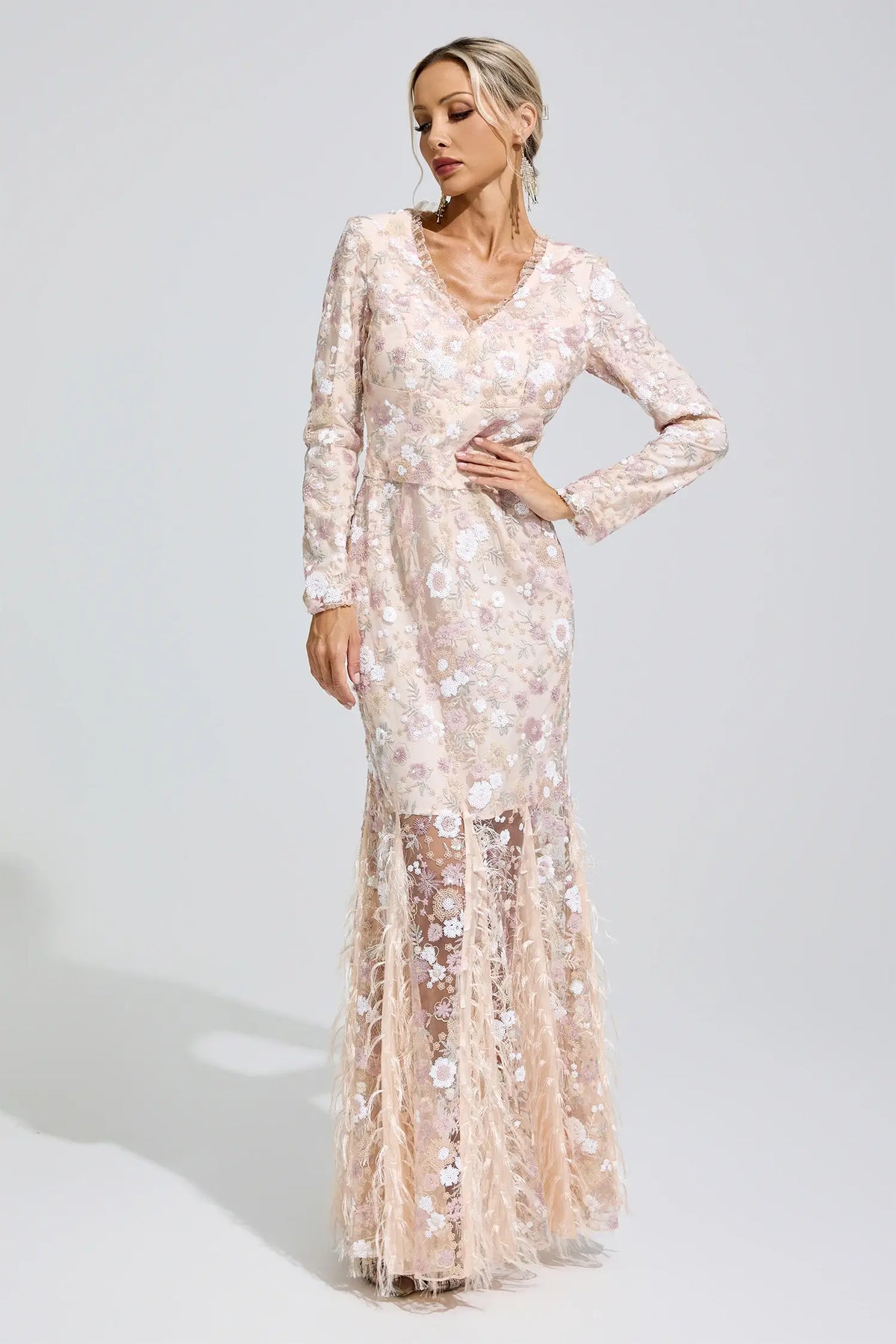 Hazel Floral Lace Mermaid Maxi Dress
