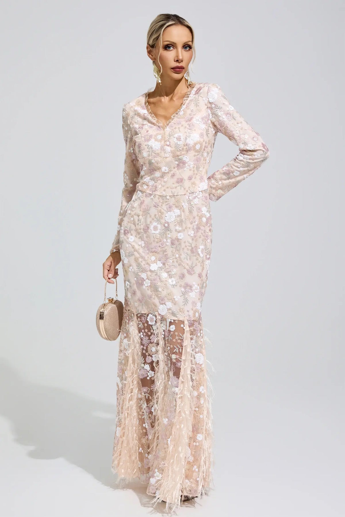 Hazel Floral Lace Mermaid Maxi Dress