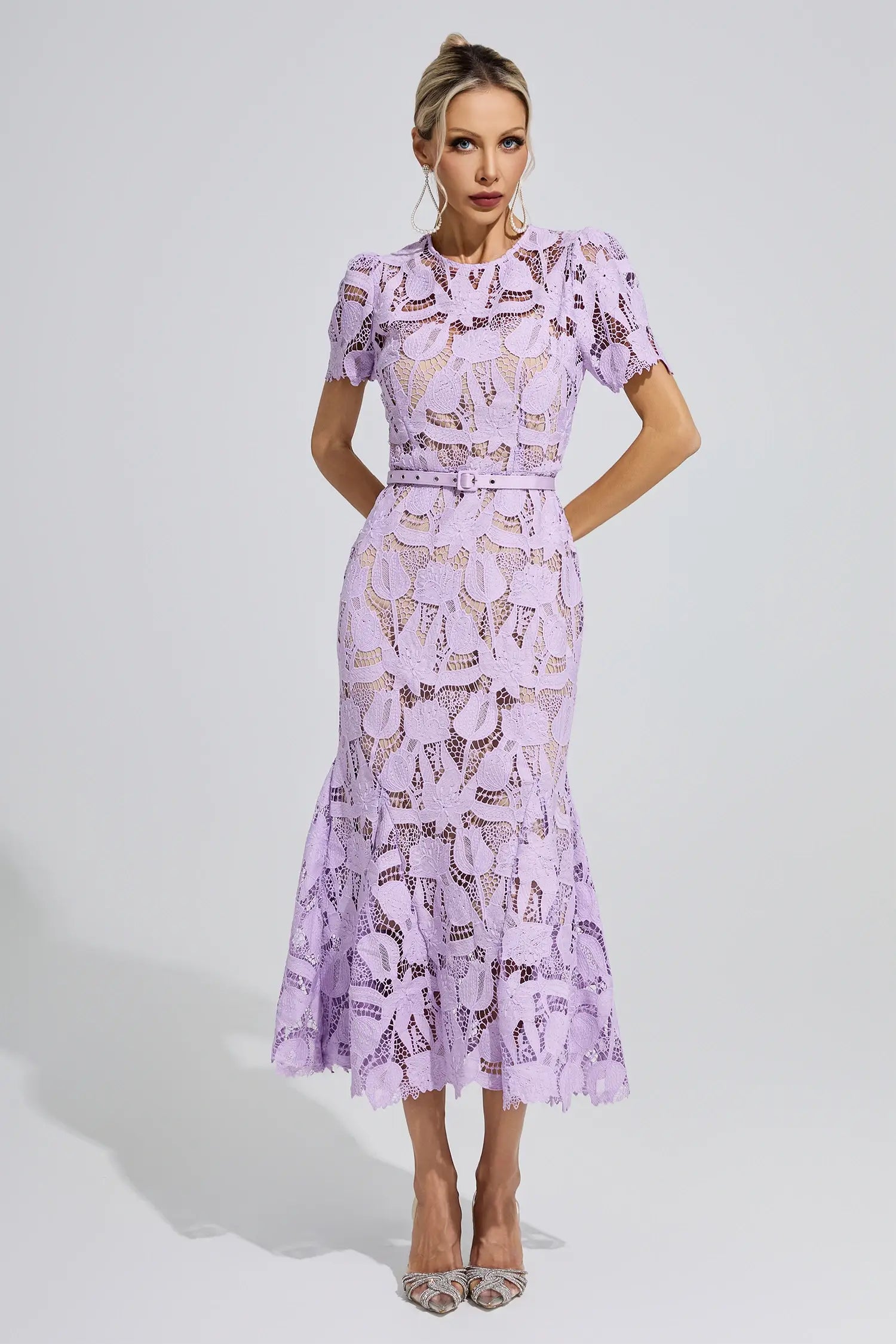 Alondra Purple Lace Mermaid Maxi Dress