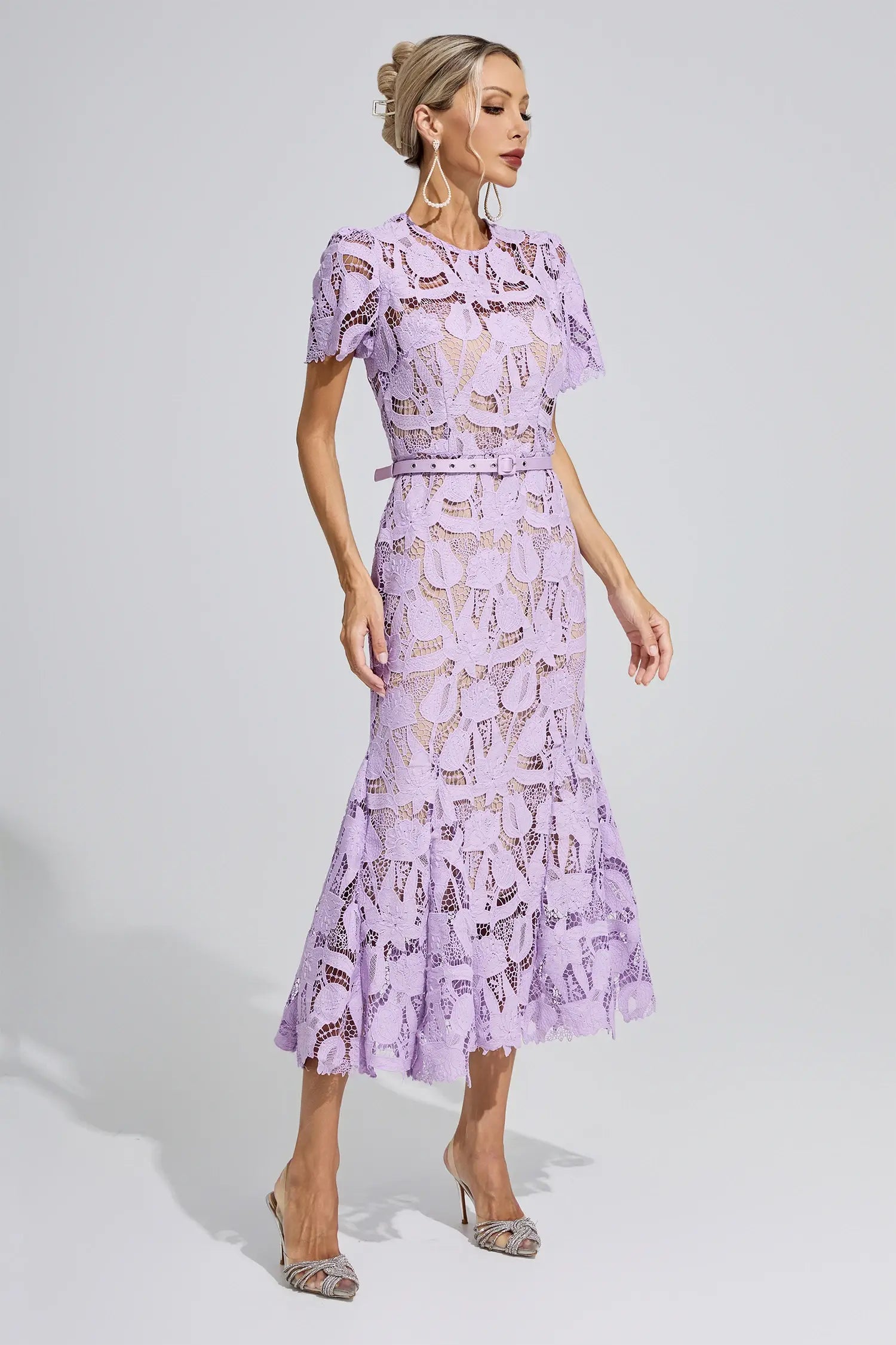 Alondra Purple Lace Mermaid Maxi Dress