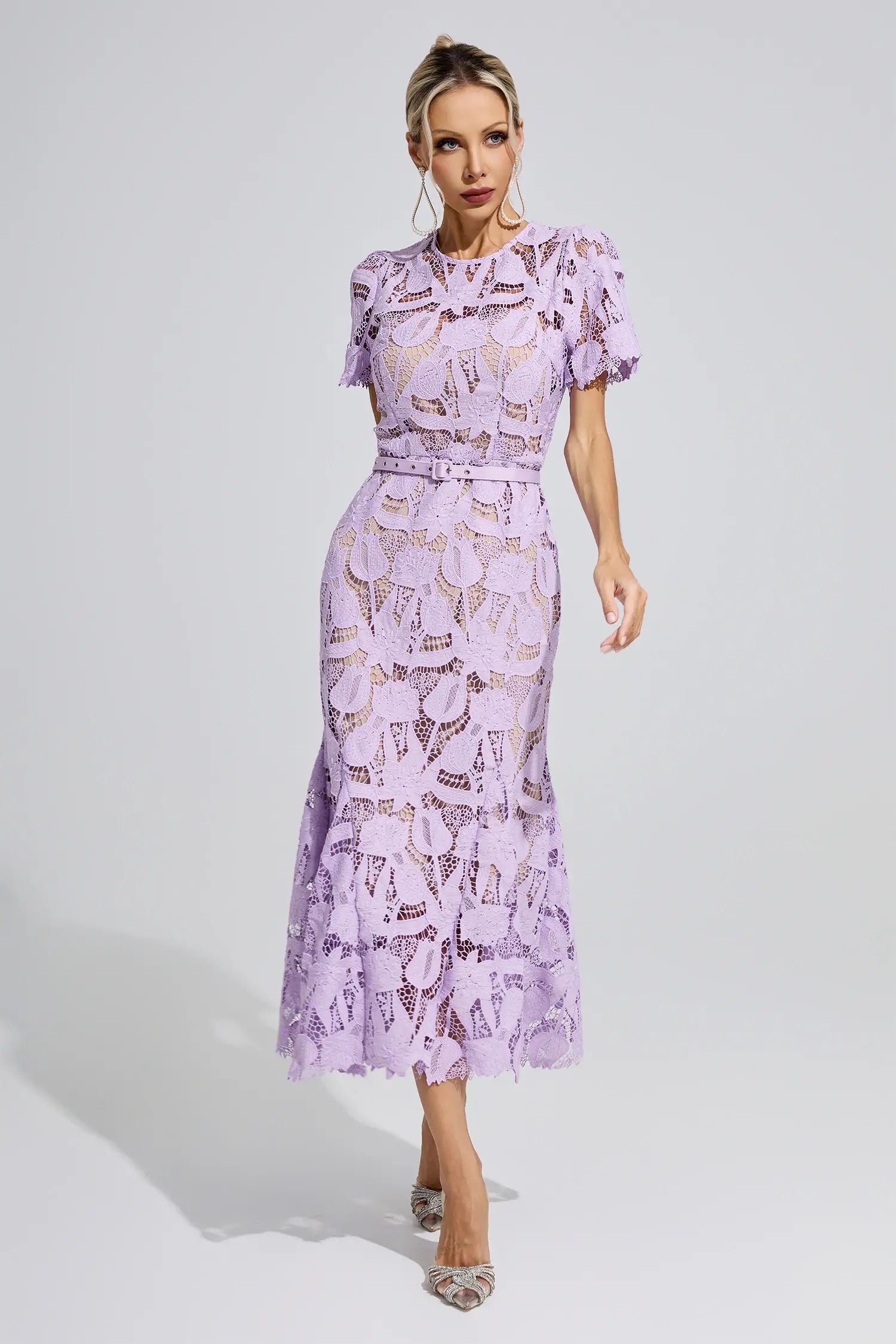 Alondra Purple Lace Mermaid Maxi Dress