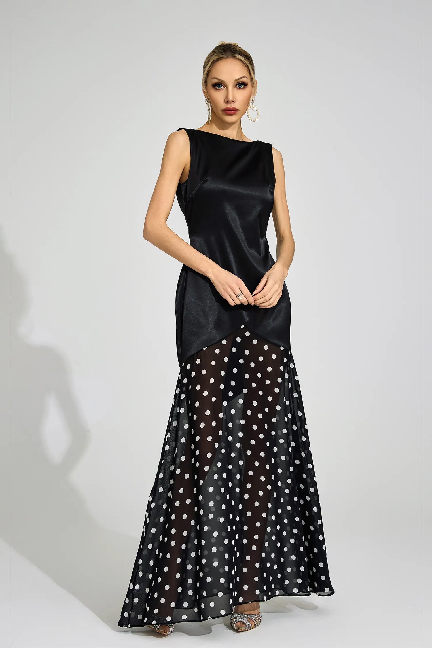 Dubois Black Polka Dot Maxi Dress
