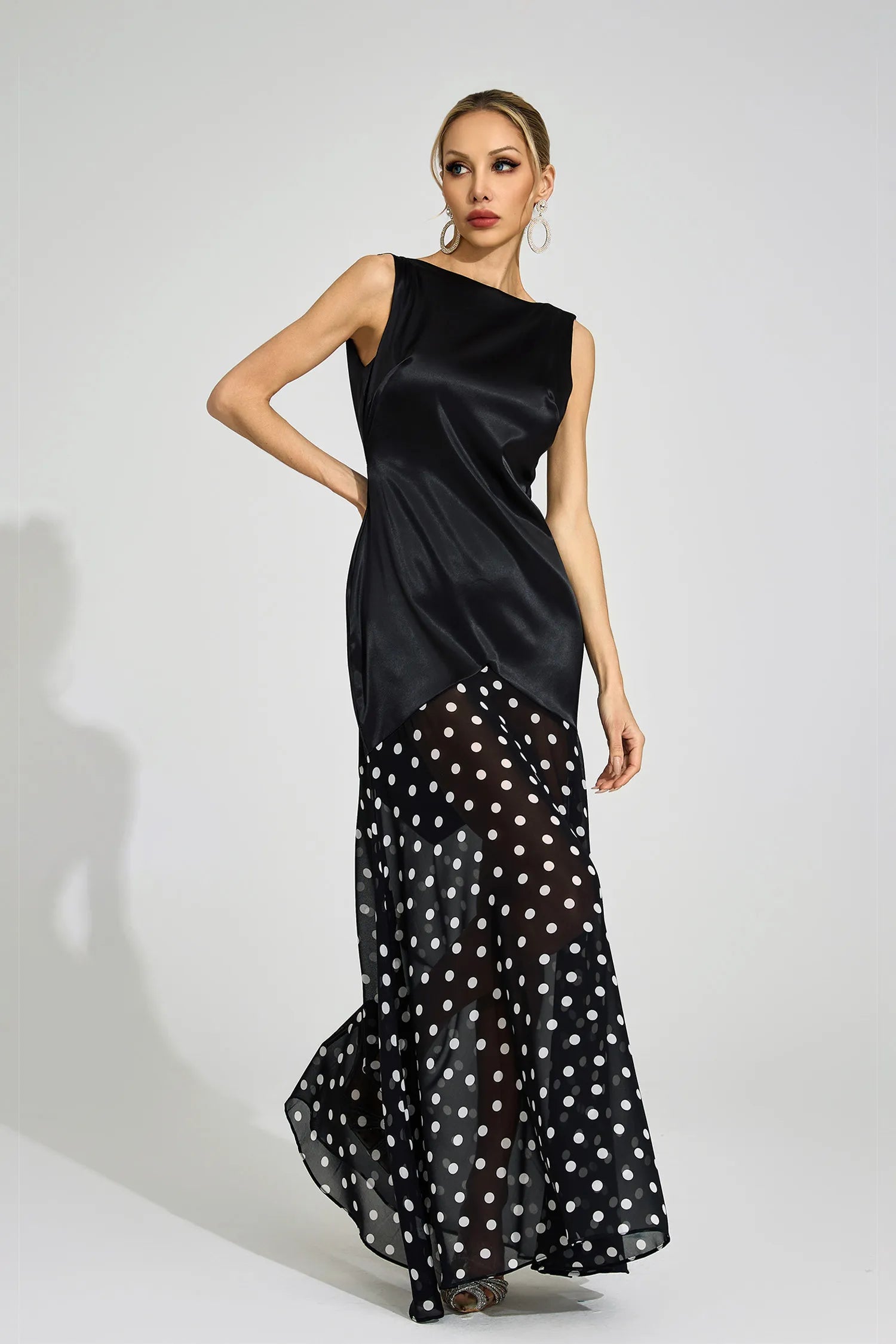 Dubois Black Polka Dot Maxi Dress