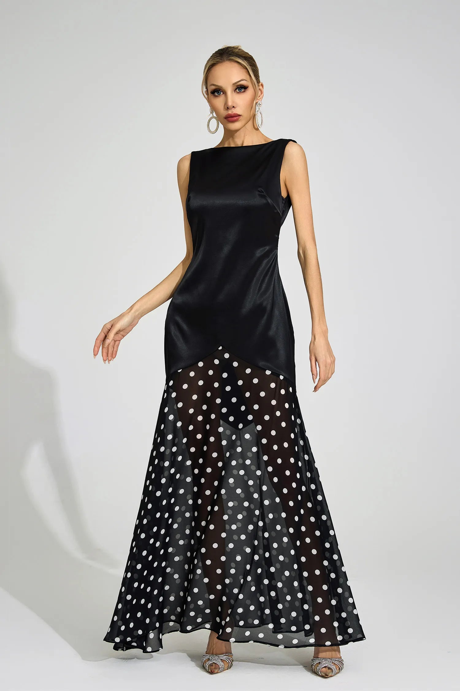 Dubois Black Polka Dot Maxi Dress
