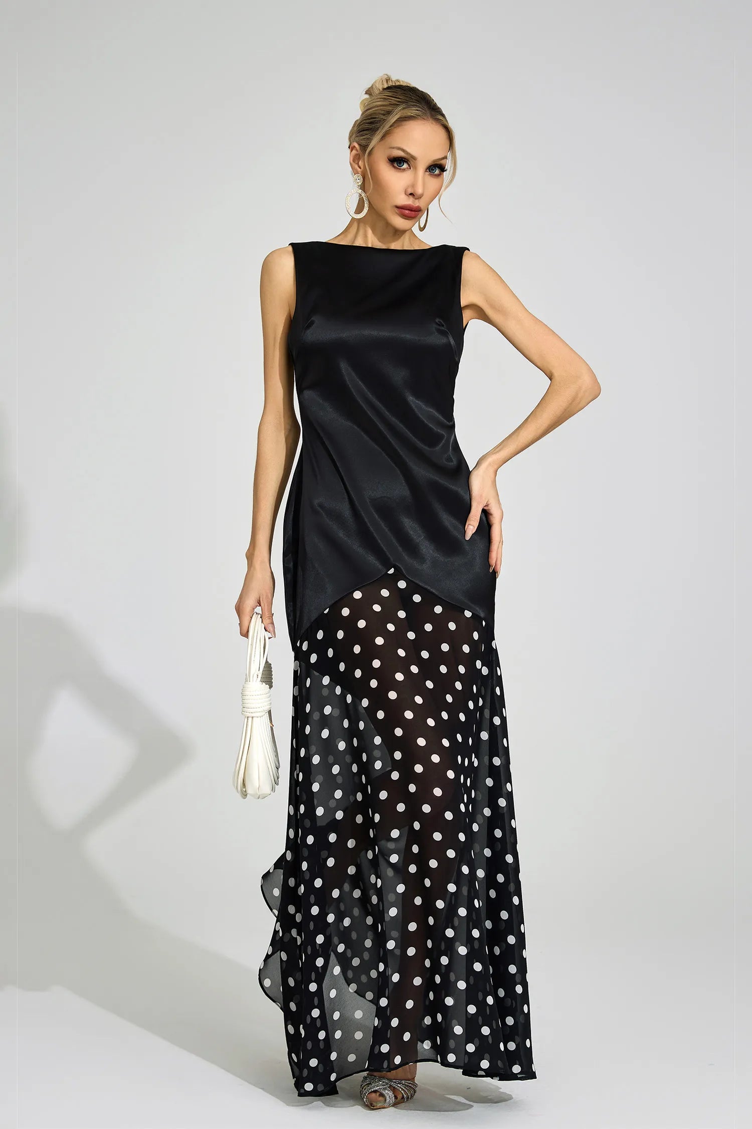 Dubois Black Polka Dot Maxi Dress