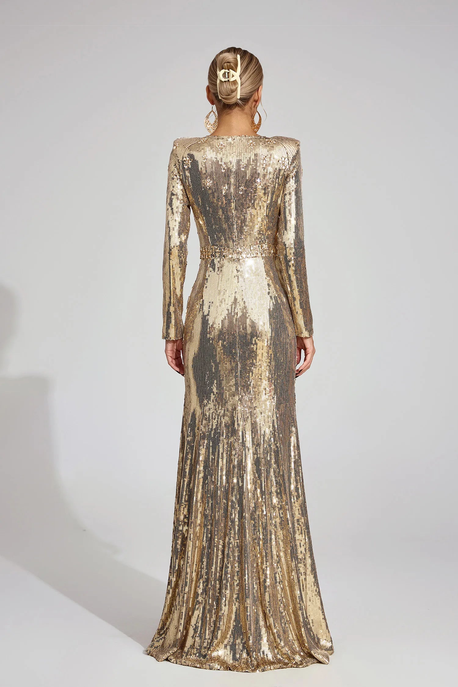 Collins Gold Sequined Maxi Dress