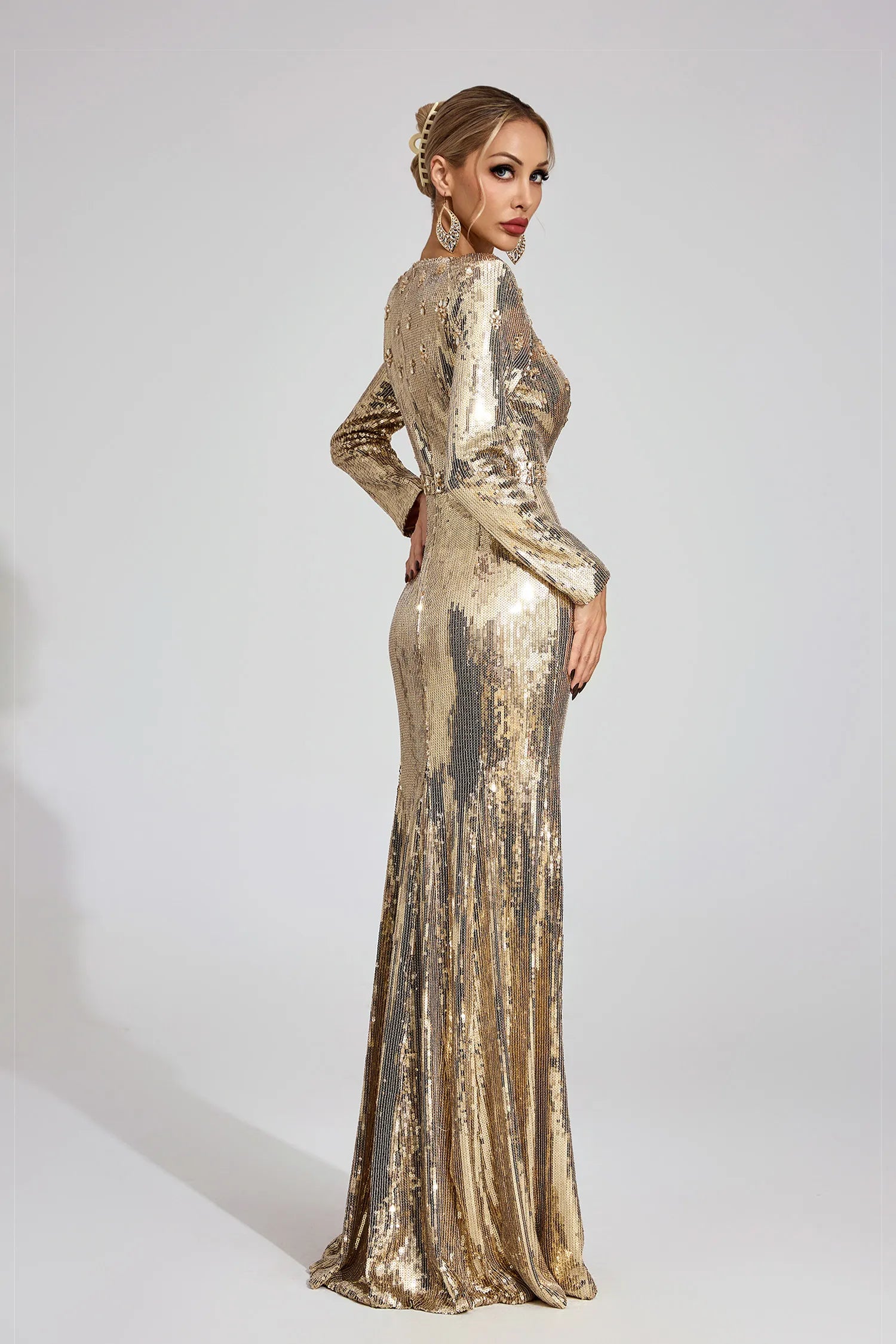 Collins Gold Sequined Maxi Dress
