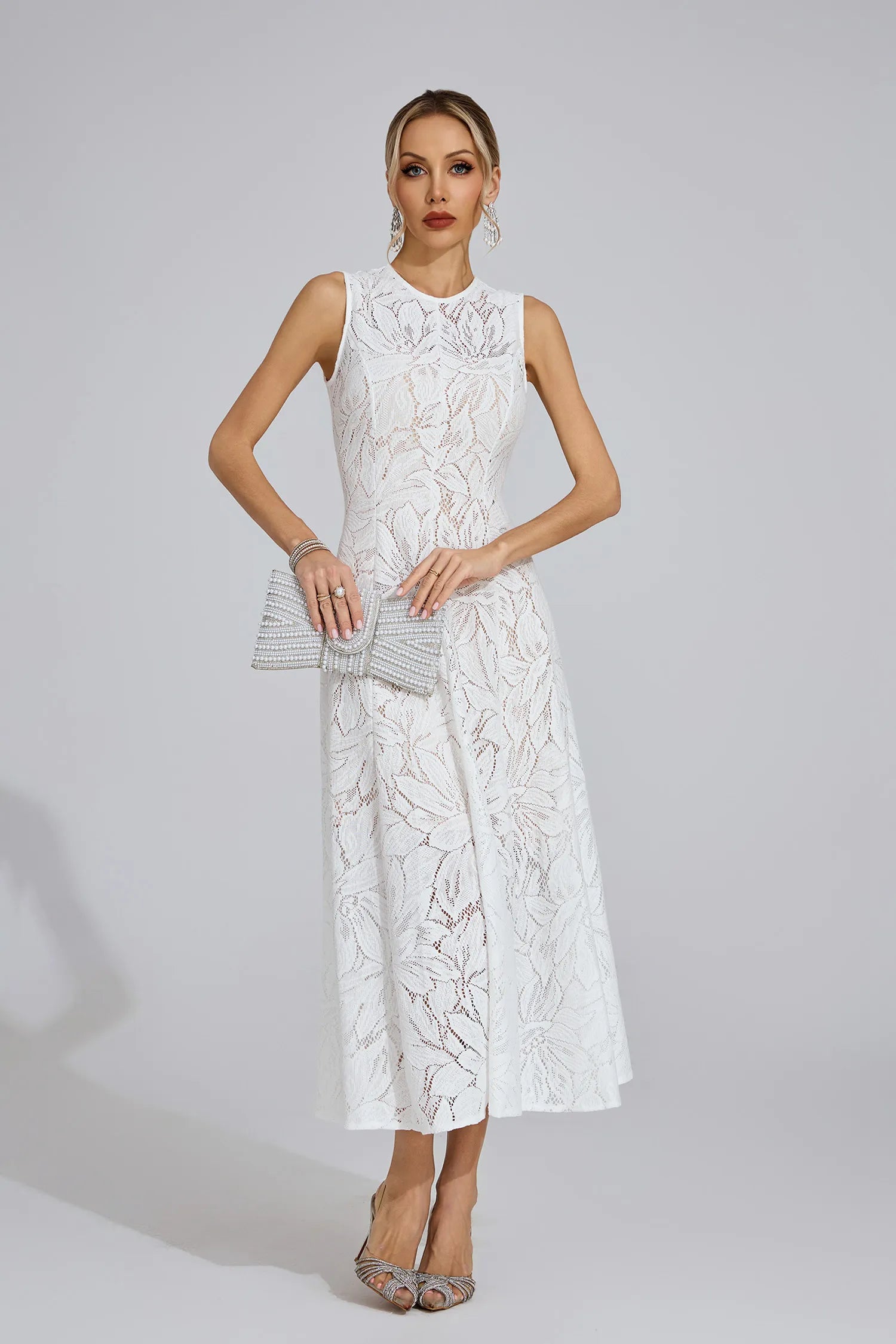 Xaviera White Lace Maxi Dress
