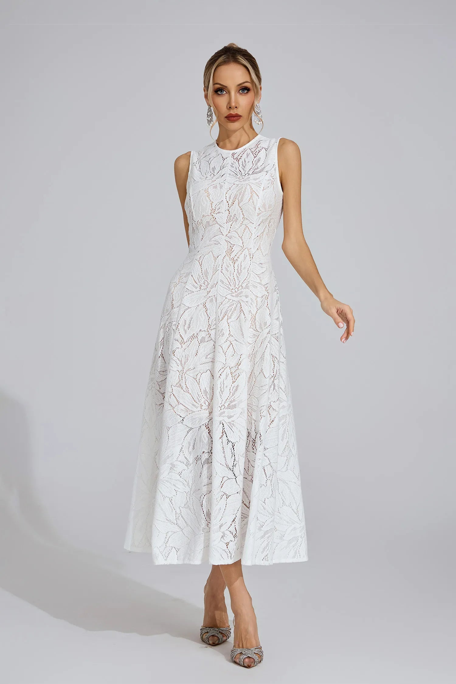 Xaviera White Lace Maxi Dress