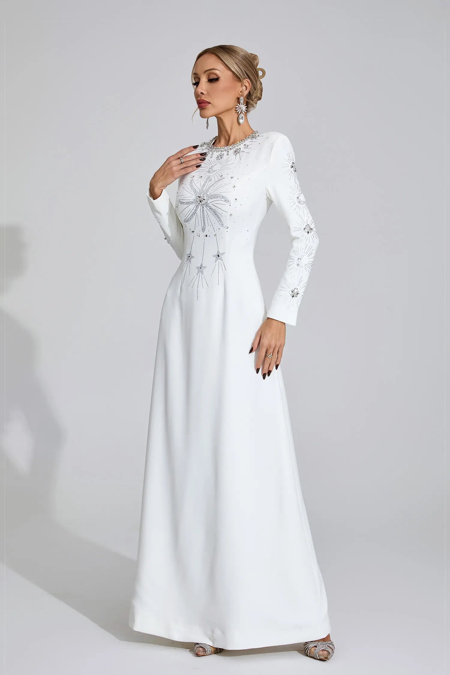 Sandy White Diamond Maxi Dress