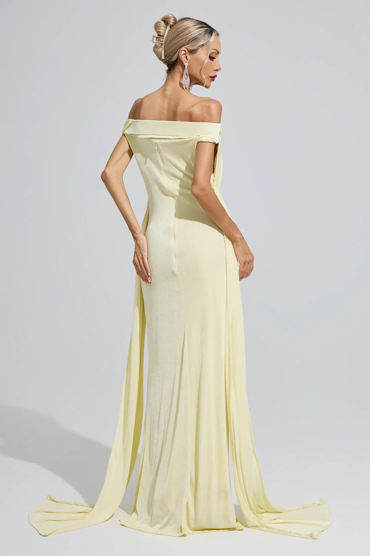 Allison Yellow Ruffle Bandage Bodycon Maxi Dress
