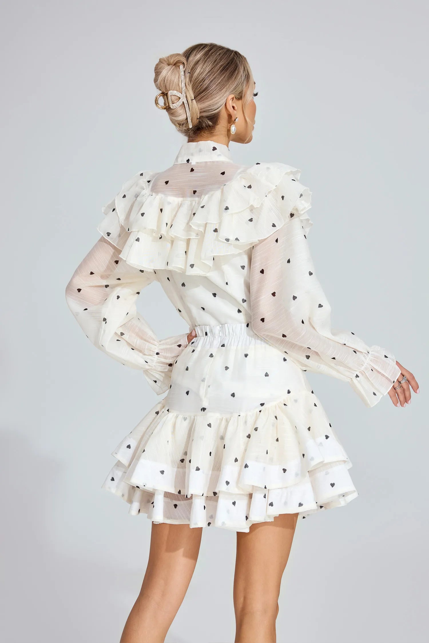 Maud White Heart Print Set