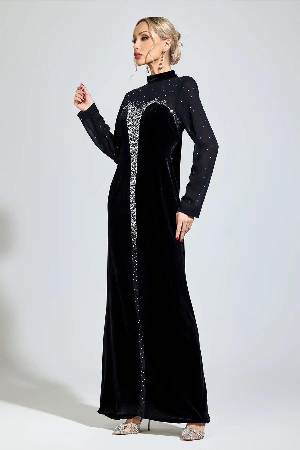 Cora Black Velvet Maxi Dress