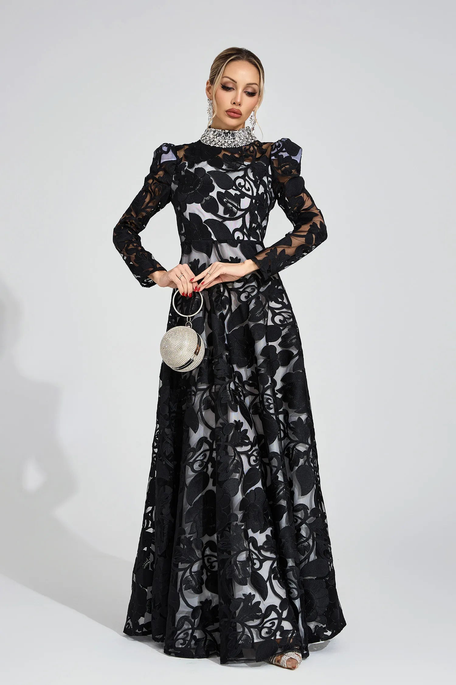 Philippa Black Diamond Maxi Dress