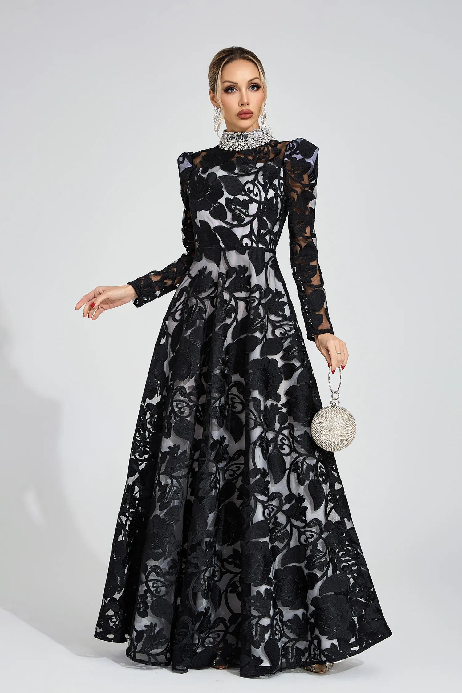 Philippa Black Diamond Maxi Dress